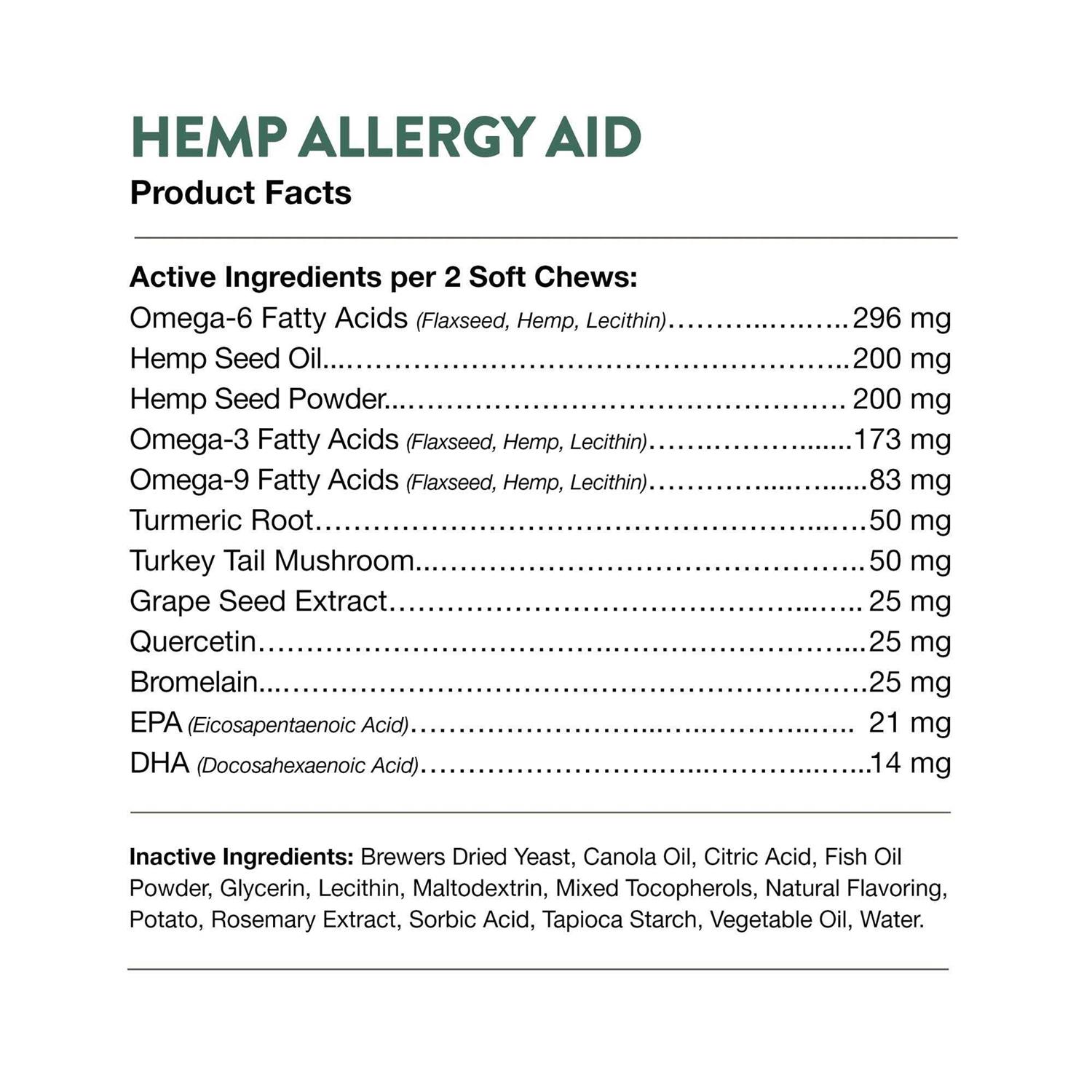 NaturVet Allergy Aid Hemp Soft Chews - Healthber