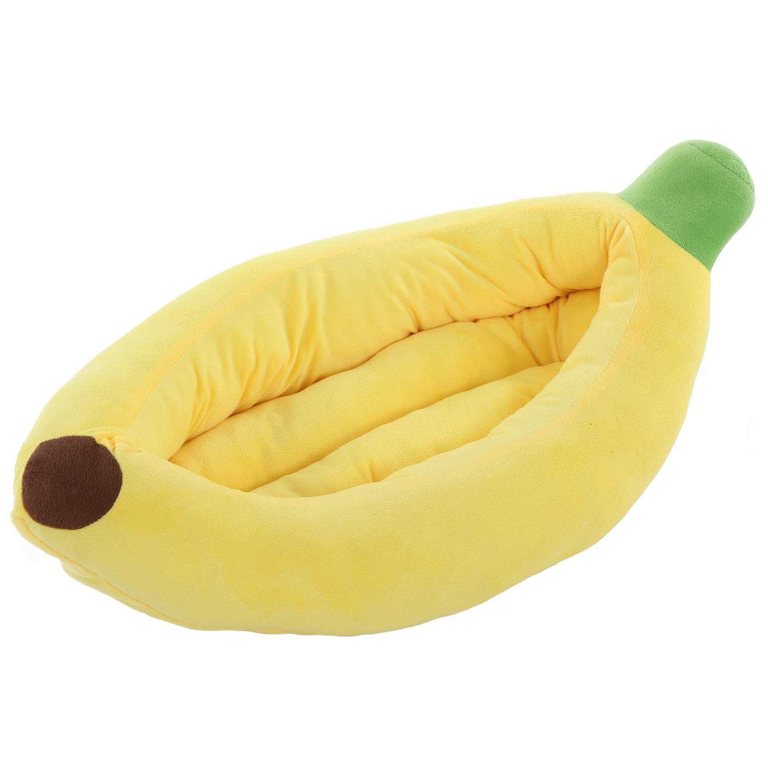 Silicute Dog Bed Cat Bed Pet Bed Comfortable and Washable in Banana Shape and Color w/Removable Cushion - Healthber
