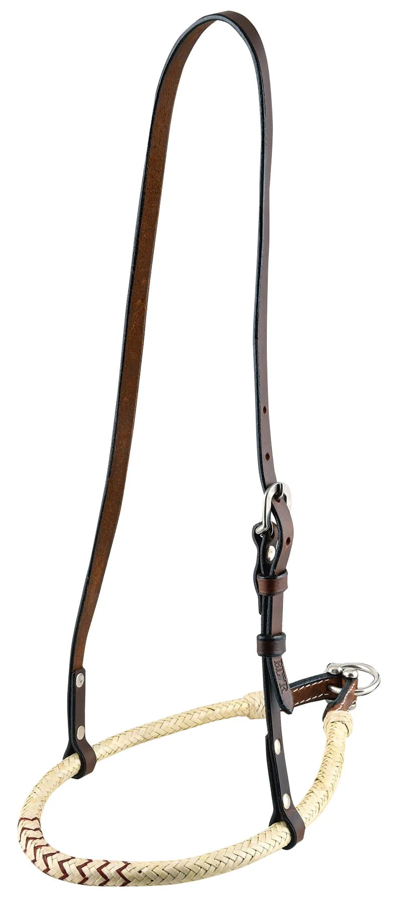 Buffalo Leather Rolled Rawhide Noseband for Horses w/ Stainless Steel Hardware - Healthber