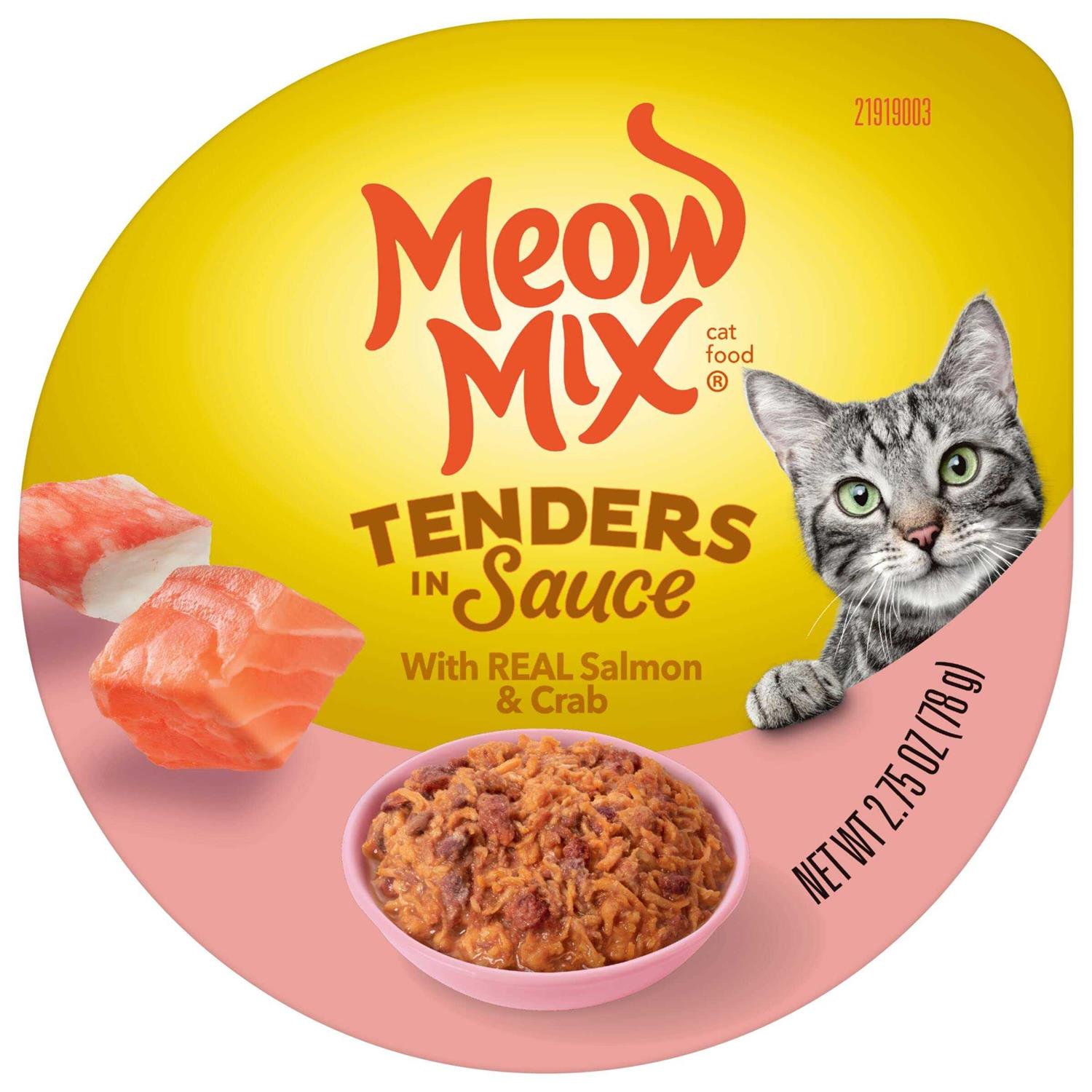 Meow Mix Tender Favorites with Real Salmon & Crab in Sauce Wet Cat Food - Healthber