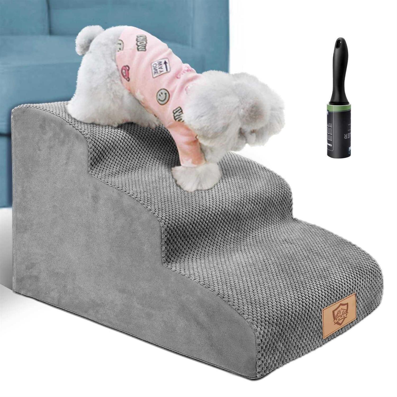 Topmart 3 Tiers Foam Dog Ramps/Steps,Non-Slip Dog Steps,Extra Wide Deep Dog Stairs,High Density Foam Pet Stairs/Ladder,Best for Older Dogs,Cats - Healthber