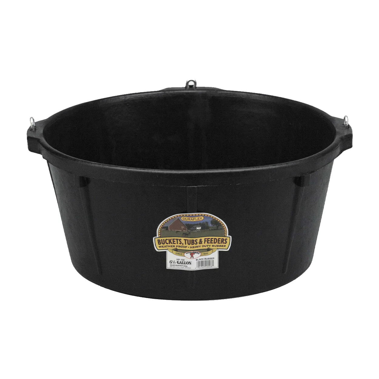 Rubber Feeder Tub with Hooks, 6.5 Gallon - Healthber