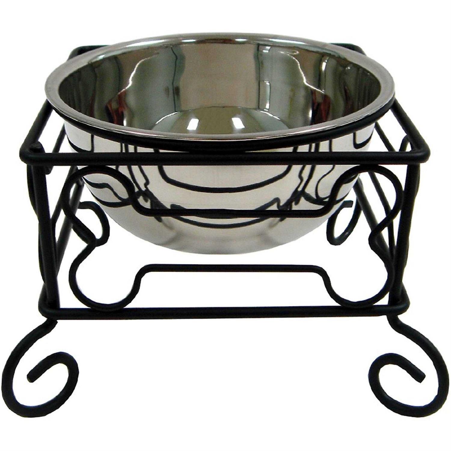 YML Wrought Iron Stand with Single Stainless Steel Feeder Bowl - Healthber