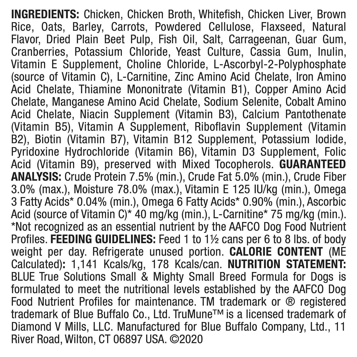 Blue Buffalo True Solutions Small & Mighty Natural Small Breed Adult Wet Dog Food - Healthber