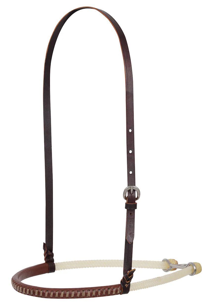 Martin Saddlery Double Rope Noseband with Laced Harness Cover, Natural - Healthber
