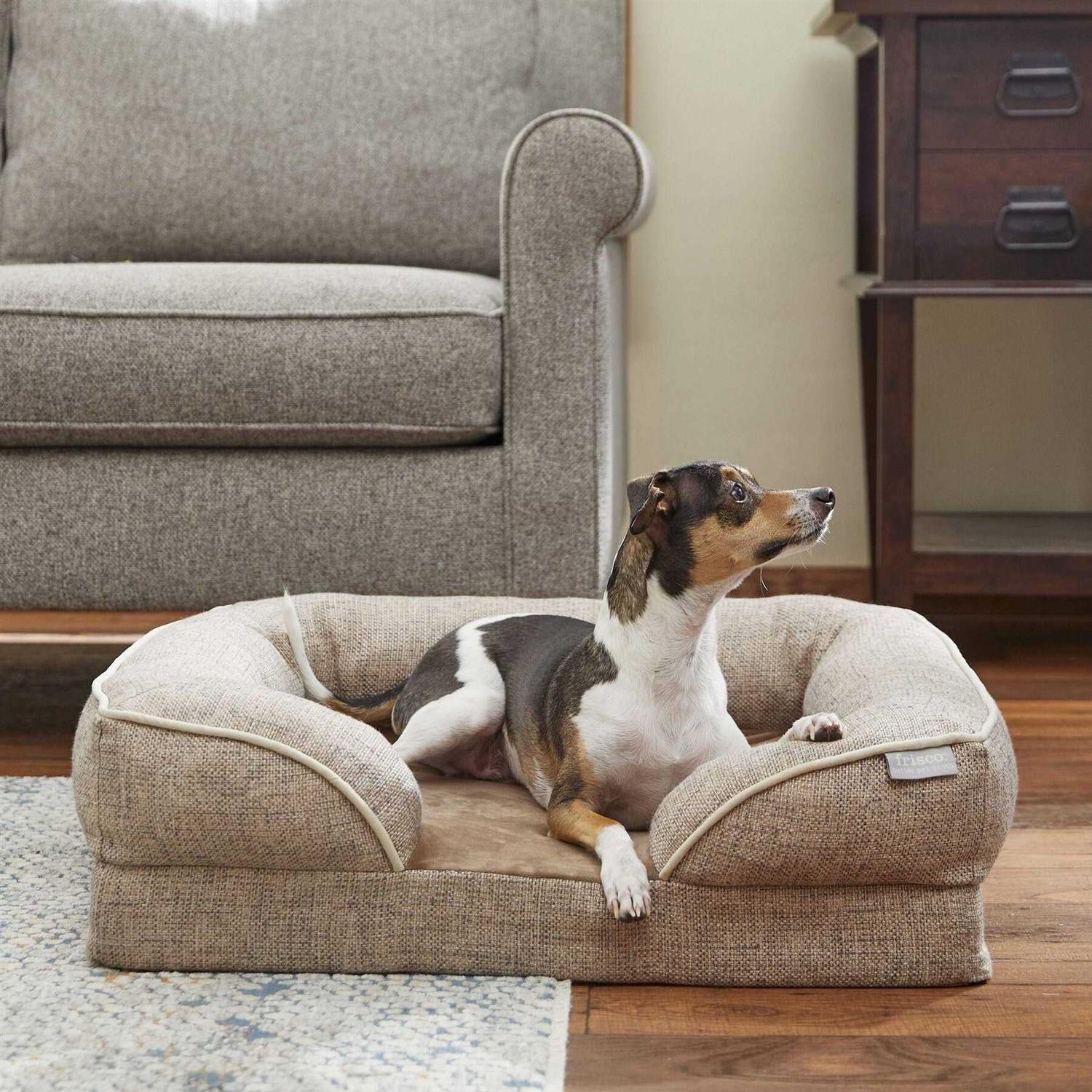 Frisco Plush Orthopedic Front Bolster Cat Dog Bed w/Removable COVER - Healthber