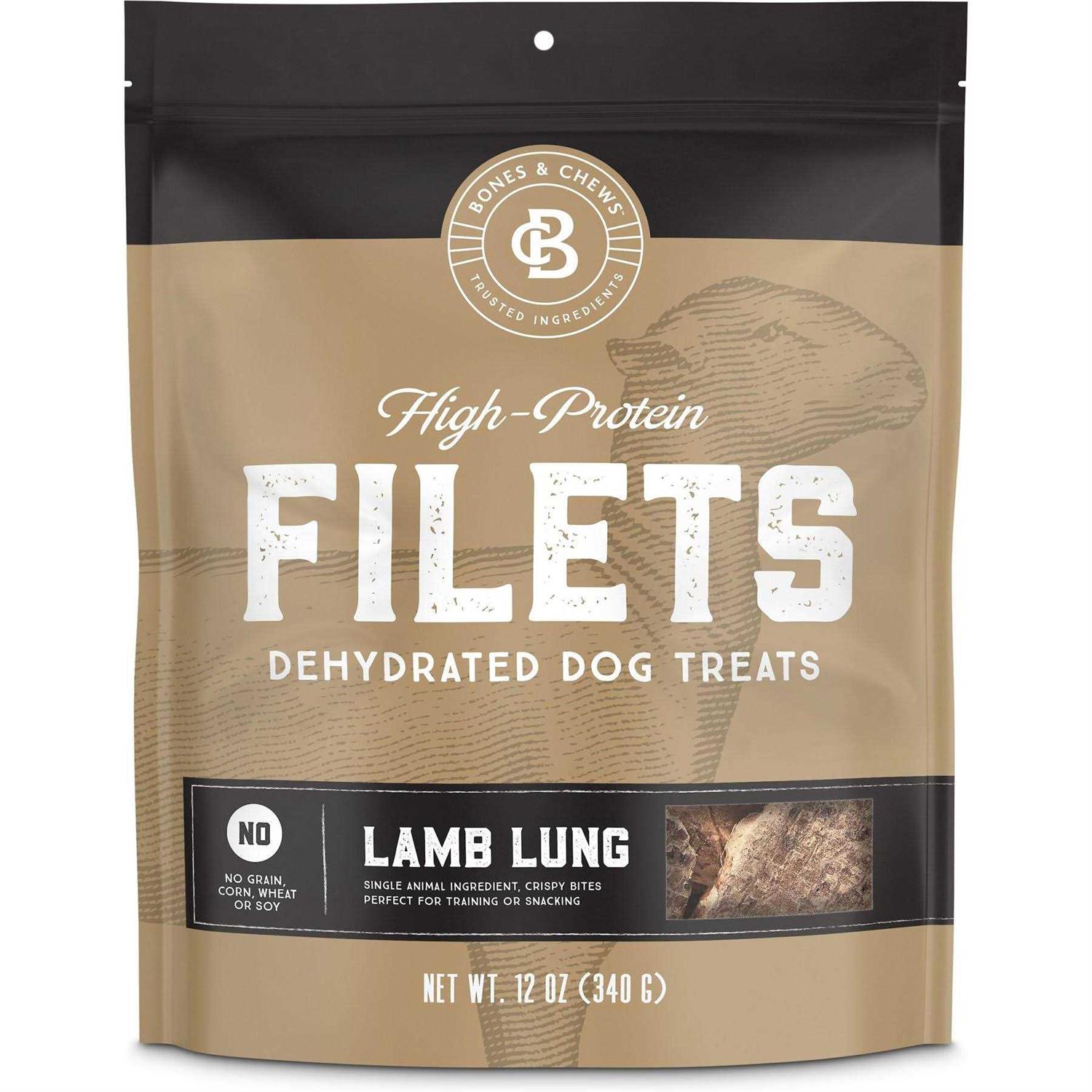 Bones & Chews All-Natural Beef Lung Filets Dehydrated Dog Treats - Healthber