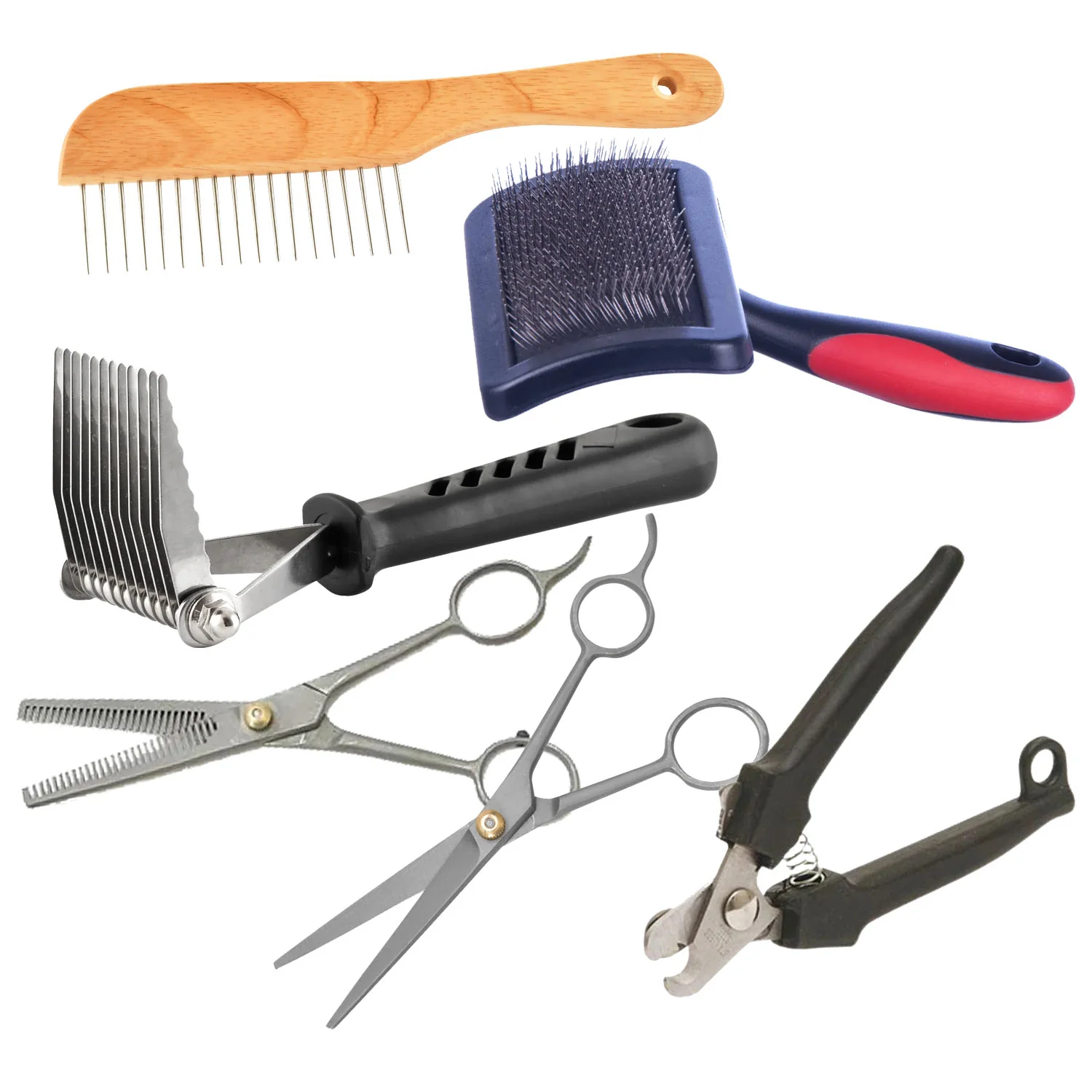 Poodle & Long-Hair Dog Grooming Tools, 6 Piece Kit - Healthber