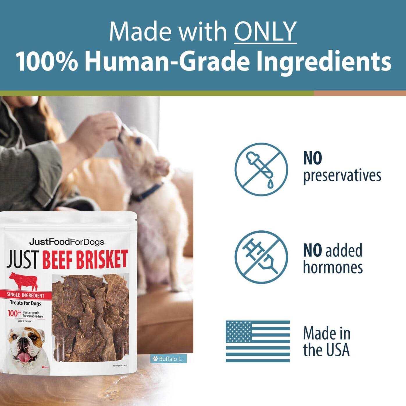JustFoodForDogs Beef Brisket Dog Treats Single Ingredient - Healthber