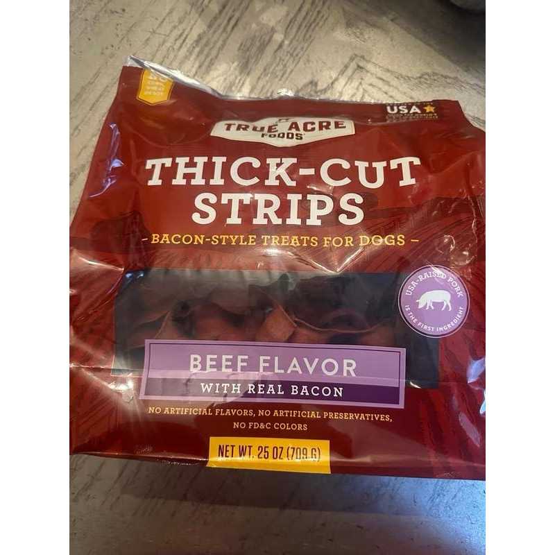 True Acre Foods Thick Cut Strips with Real Bacon and Dog Treats - Healthber