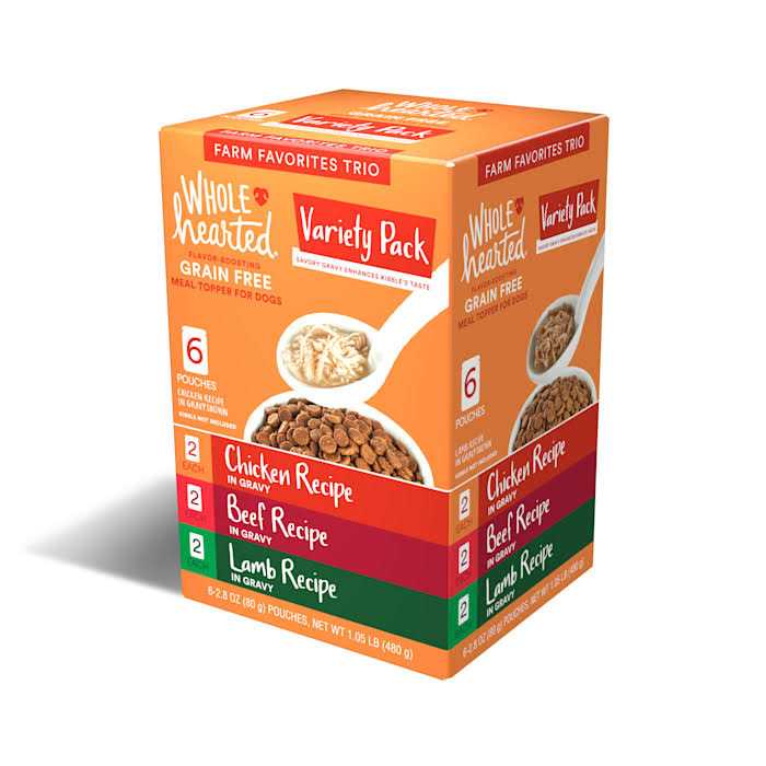 WholeHearted Grain Free Farm Favorites Trio Gravy Puree Topper Dog Meal Variety Pack - Healthber