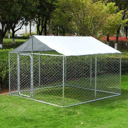 Lvuyoyo Outside Dog Kennels for Large Dogs Playpen, Dog Metal Kennel Outdoor with UV-Resistant Waterproof Cover, Size: One size, Black - Healthber