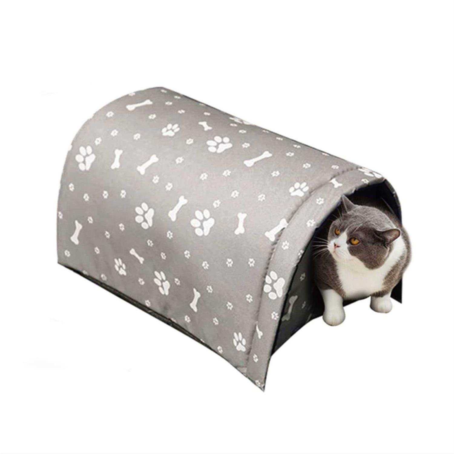 Outdoor Feral Cat House for Winter Weatherproof Waterproof Rainproof Foldable Cotton Filled Thicken Stray Feral Cats Dogs Tent Shelter Home Keep - Healthber