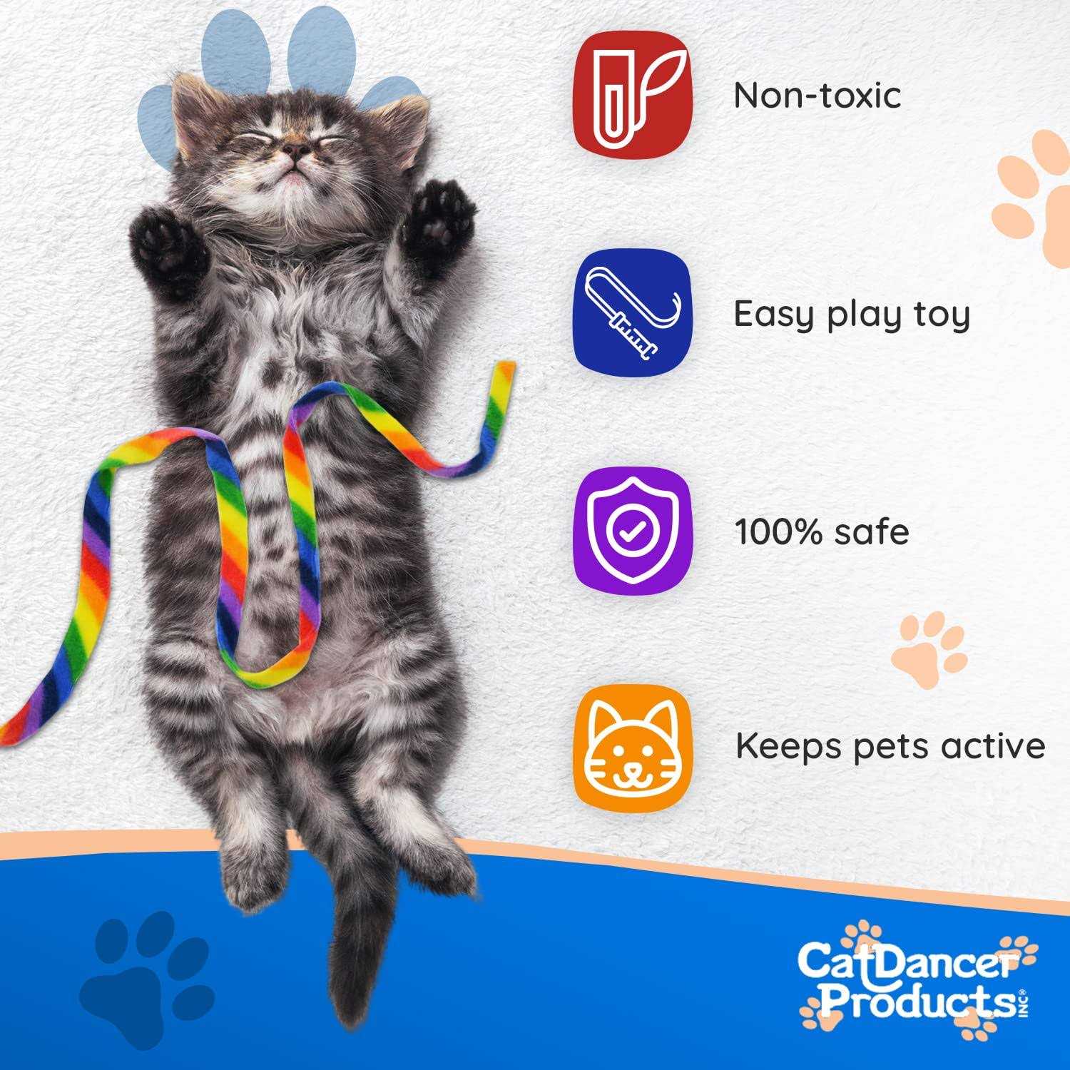 Cat Dancer Rainbow Charmer Wand Cat Toy - Healthber