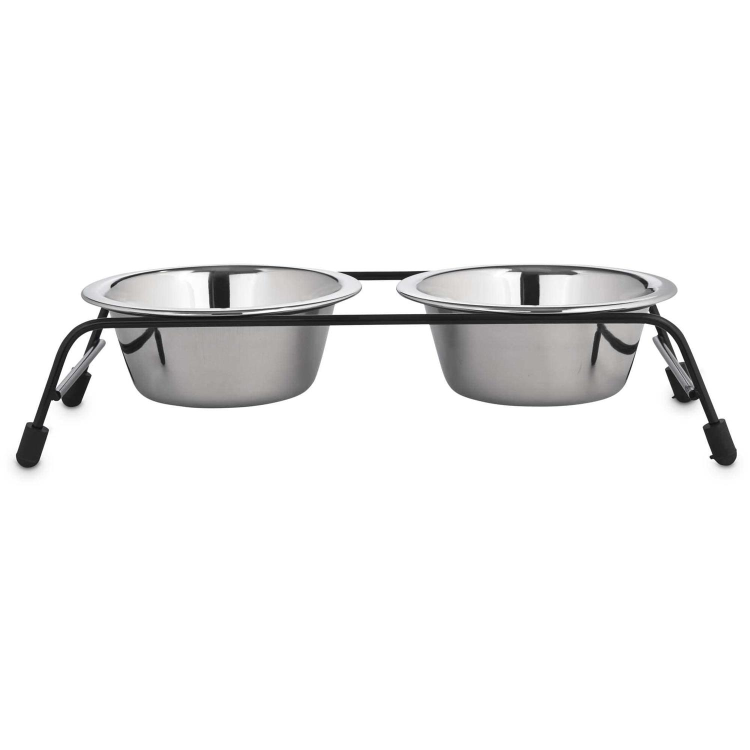 EveryYay Stainless Steel Double Diner Cat Bowl - Healthber