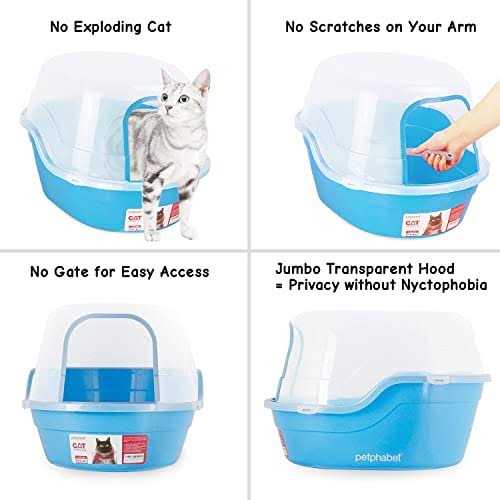 Petphabet Jumbo Hooded Cat Litter Box - Healthber