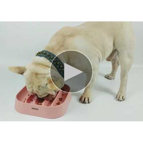 Hifrenchies Healthy Slow Feeding Dog Bowl for French Bulldog -Slow Feeder Dog Bowl No Chocking Dog Cat Food Bowl with Striped Shape Pattern - Healthber