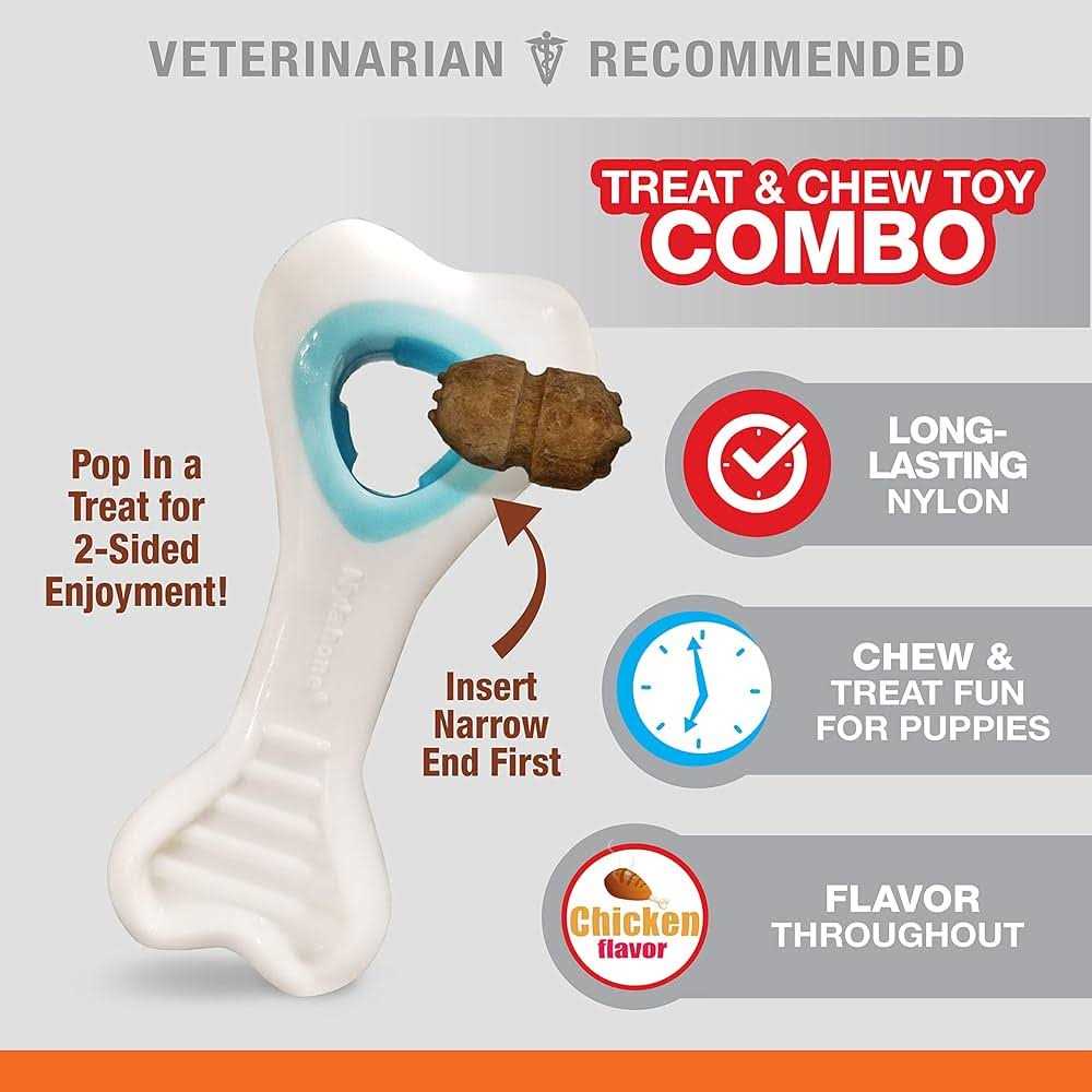 Nylabone Power Chew Knuckle Bone & Pop-In Treat Combo Chicken Toy - Healthber