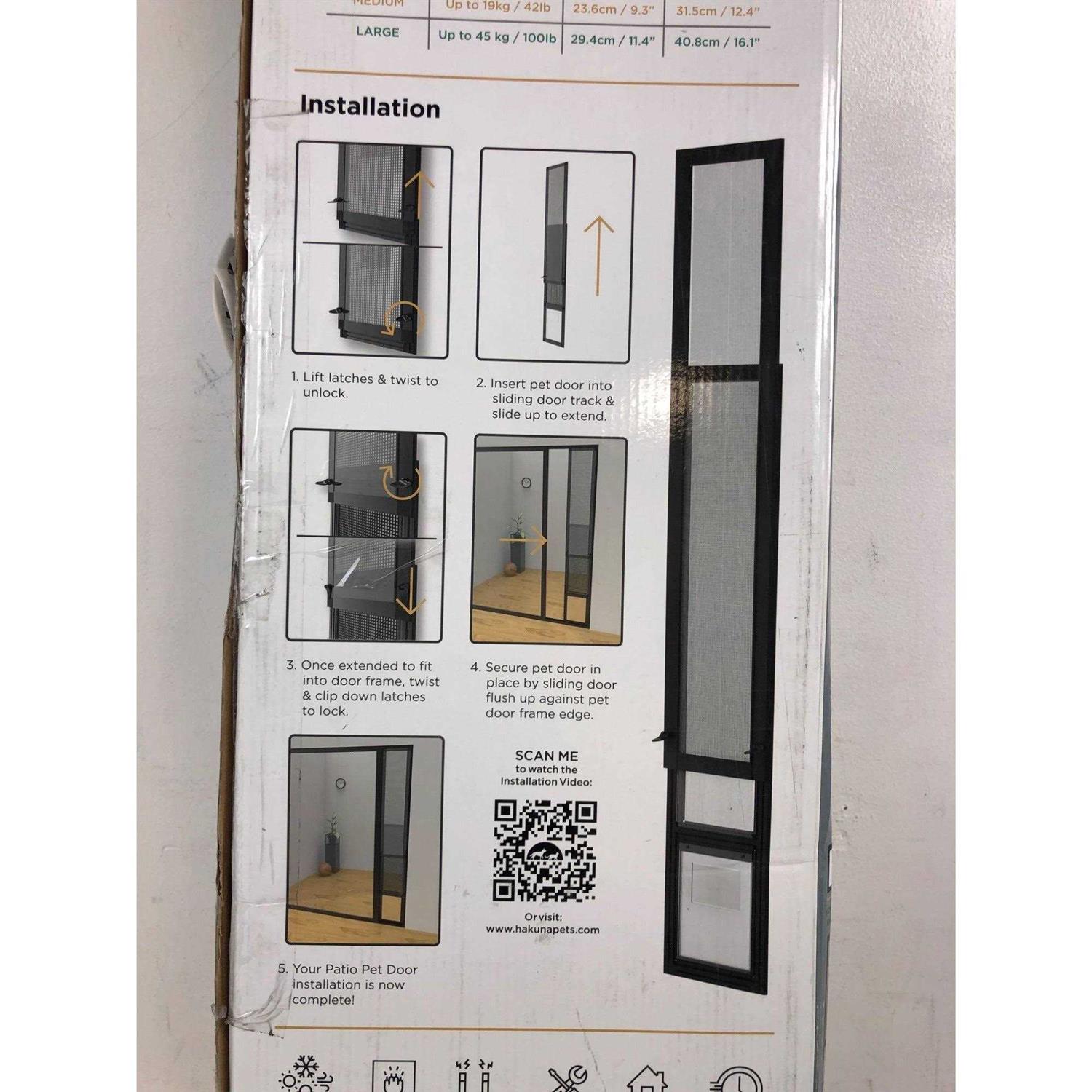 Hakuna Pets Black Patio Dog & Cat Door - Healthber