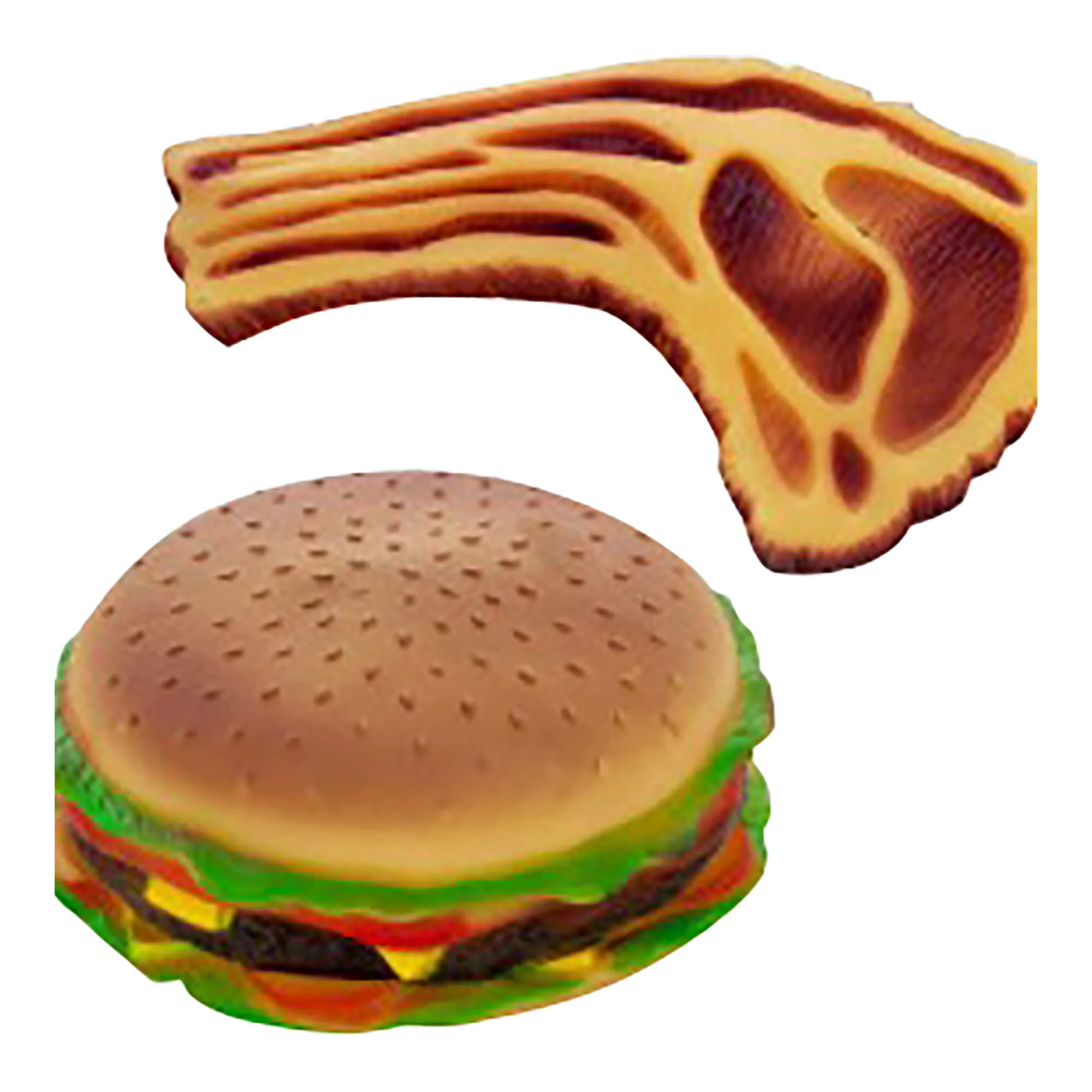 Squeaky Hamburgers & Steaks Dog Toy, Assorted - Healthber