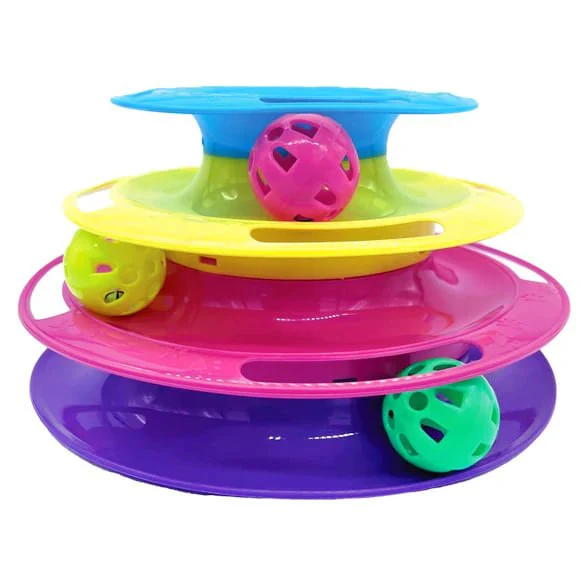 Triple Level Cat Toy Tower with Jingle Balls - Healthber