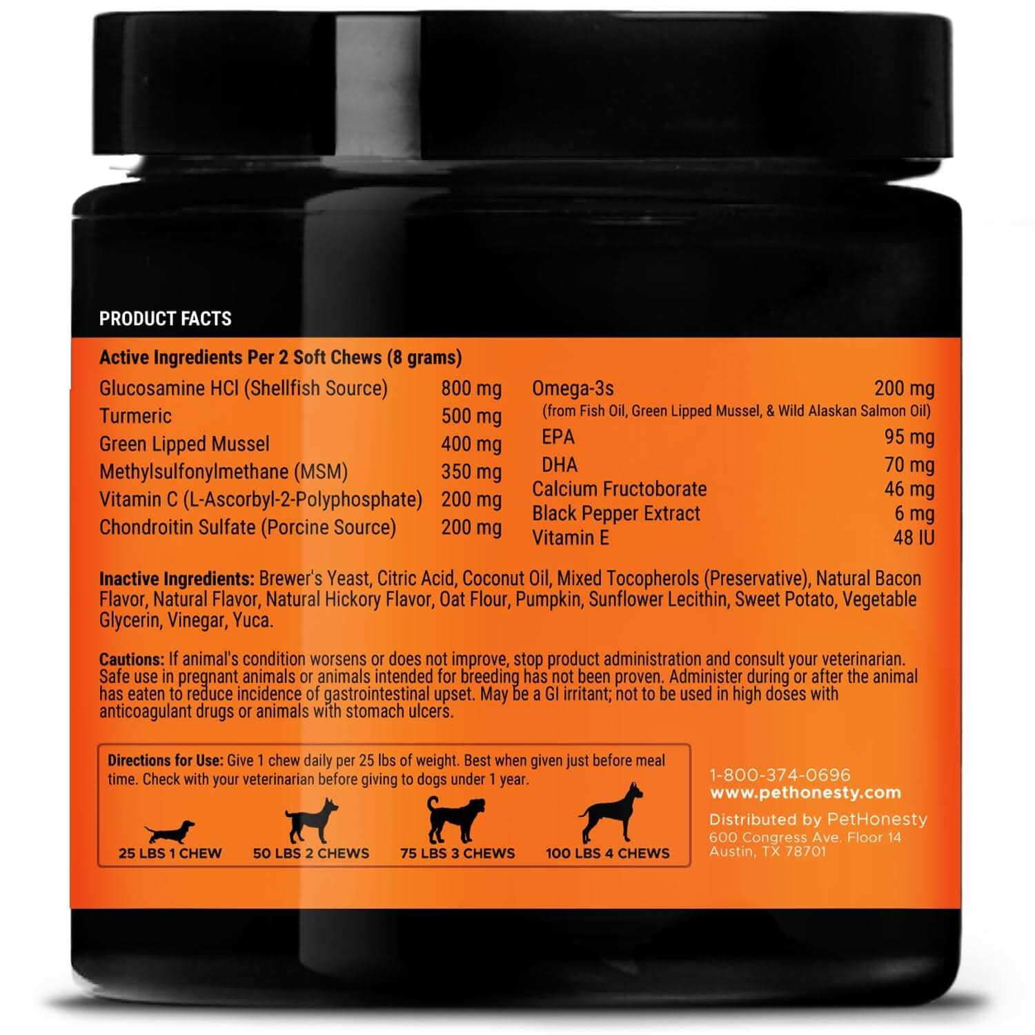 Pet Honesty Hip + Joint Health Max Strength Chews - Healthber