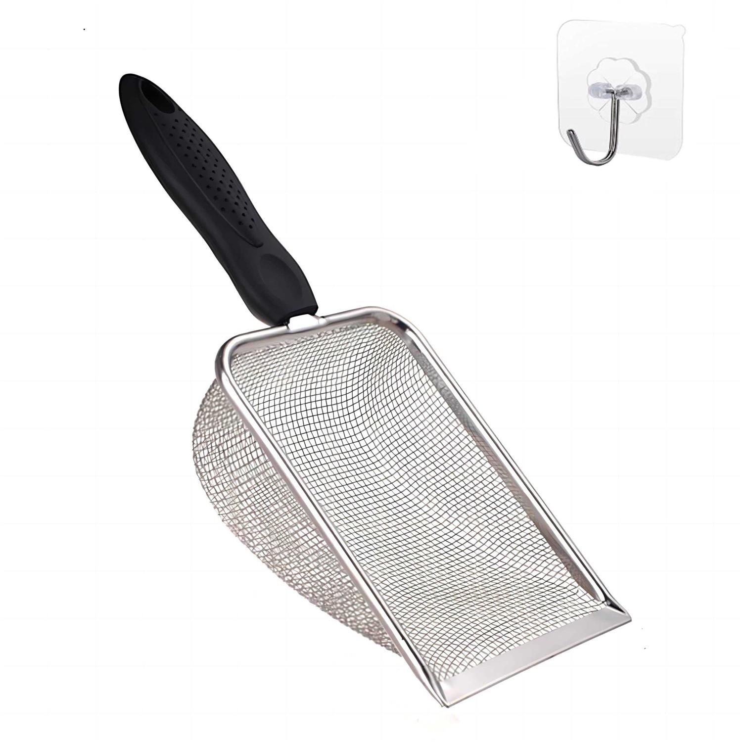 FIRSAL Small Mesh Stainless Steel Cat Litter Scoop Fine Mesh Metal Reptile Litter Cleaner Scooper Non-Stick Coated Metal Litter Scoop Fine Sand - Healthber