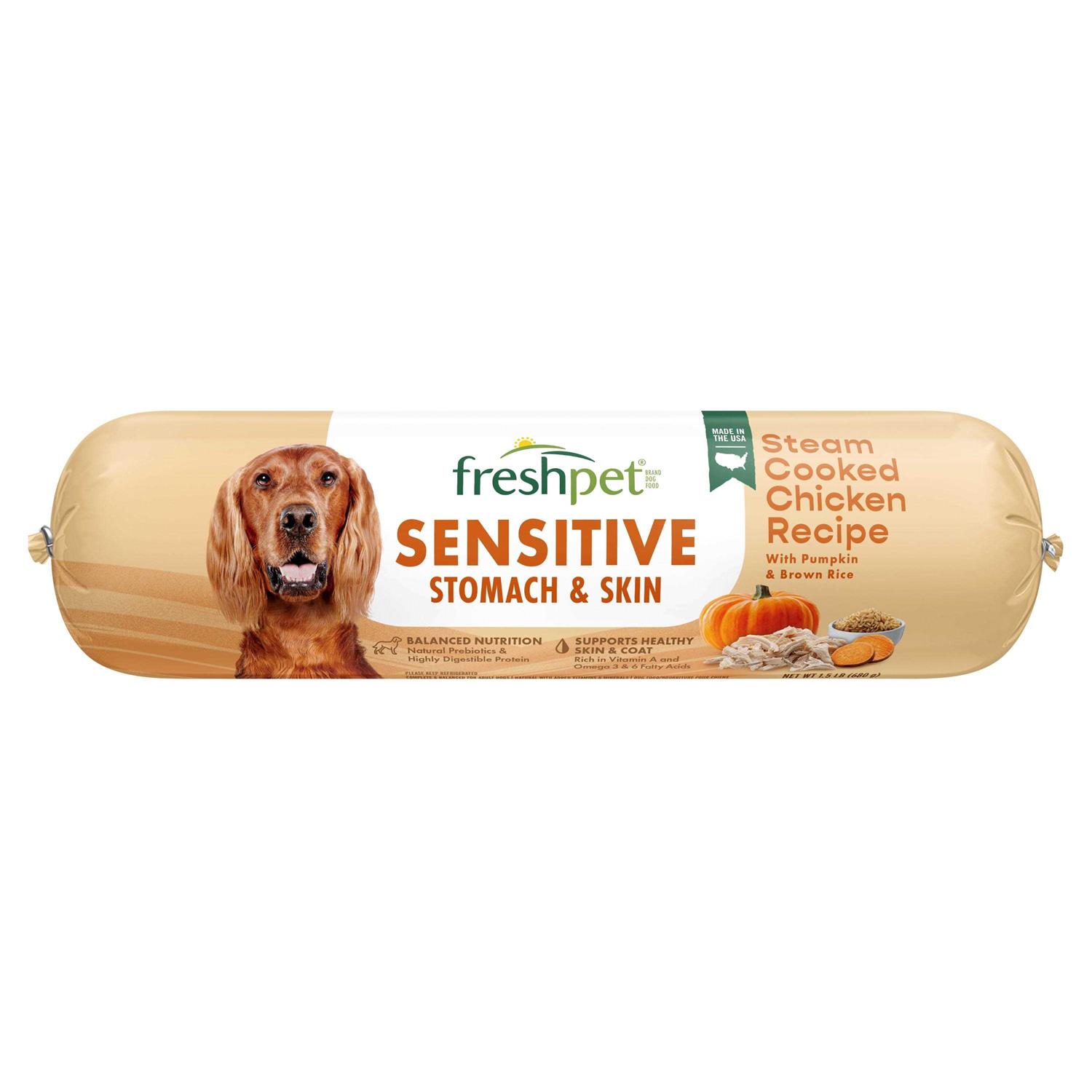 Freshpet Select Sensitive Stomach & Skin Steam Cooked Chicken Recipe Dog Food - Healthber