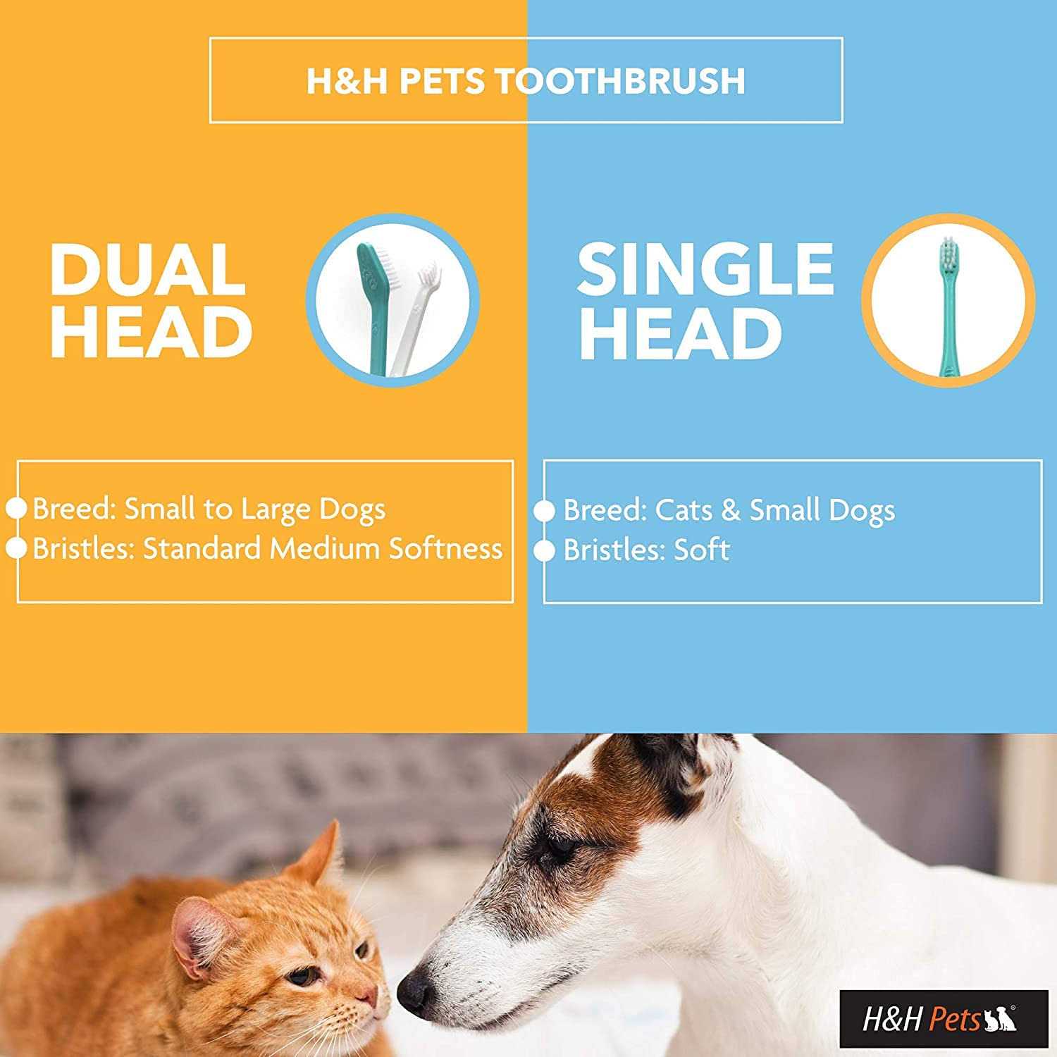 H&H Pets Dog Toothbrushes from Large to Small Best Professional Dog Cat Toothbrush Series with Many Design & Size - Healthber