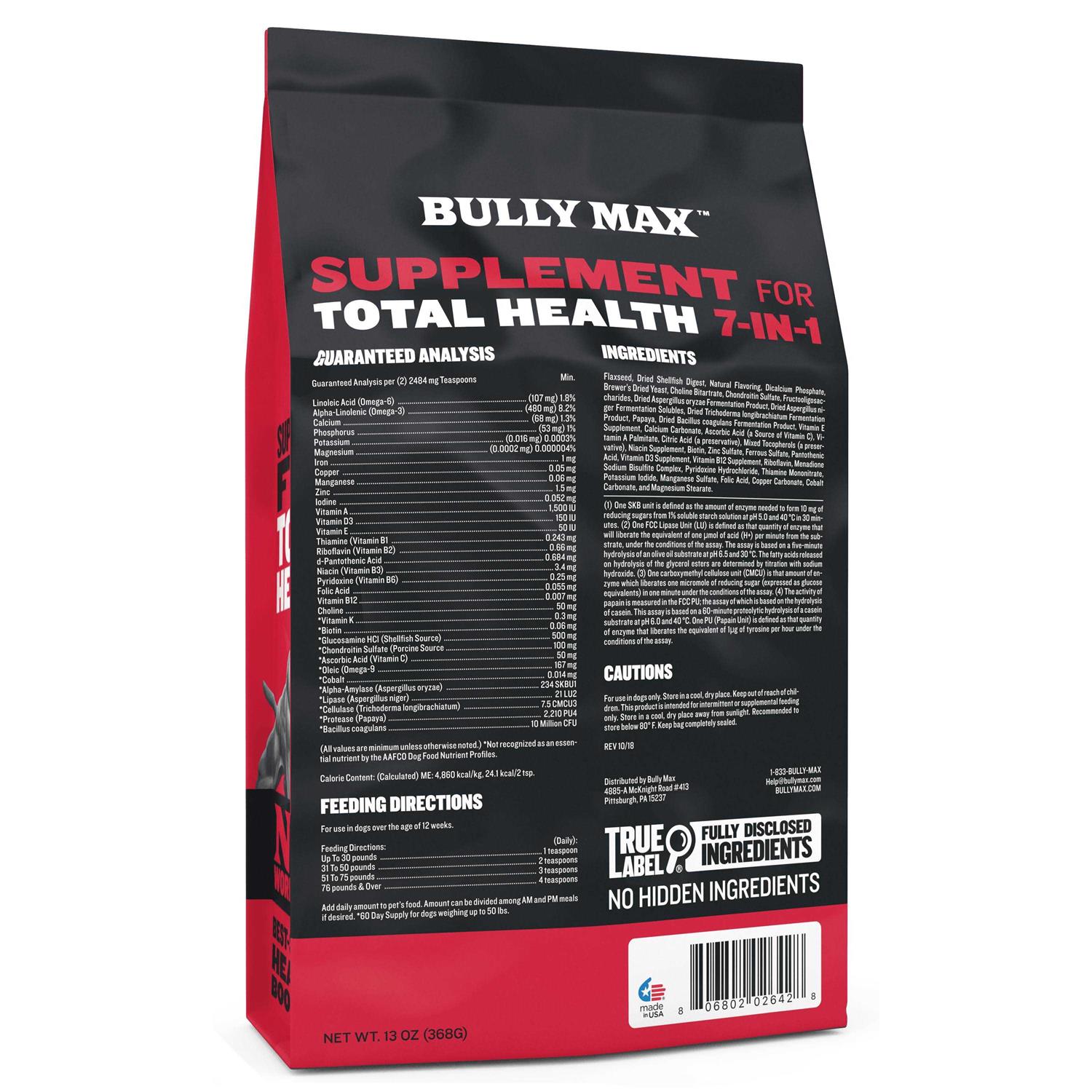 Bully Max 7-in-1 Dog Supplement 7 Powerful Health Benefits - Healthber