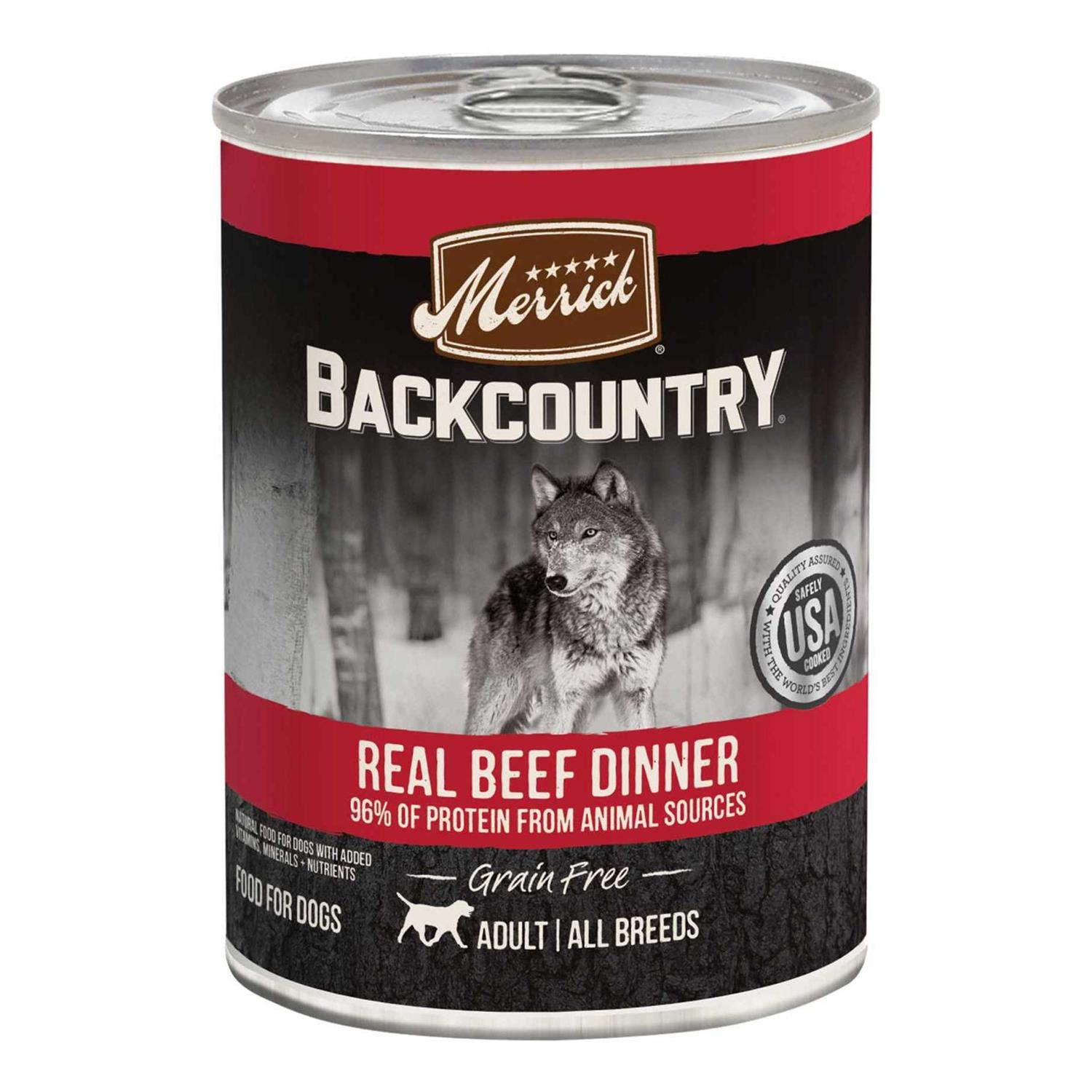 Merrick 96% Real Beef Backcountry Grain Free Canned Dog Food - Healthber