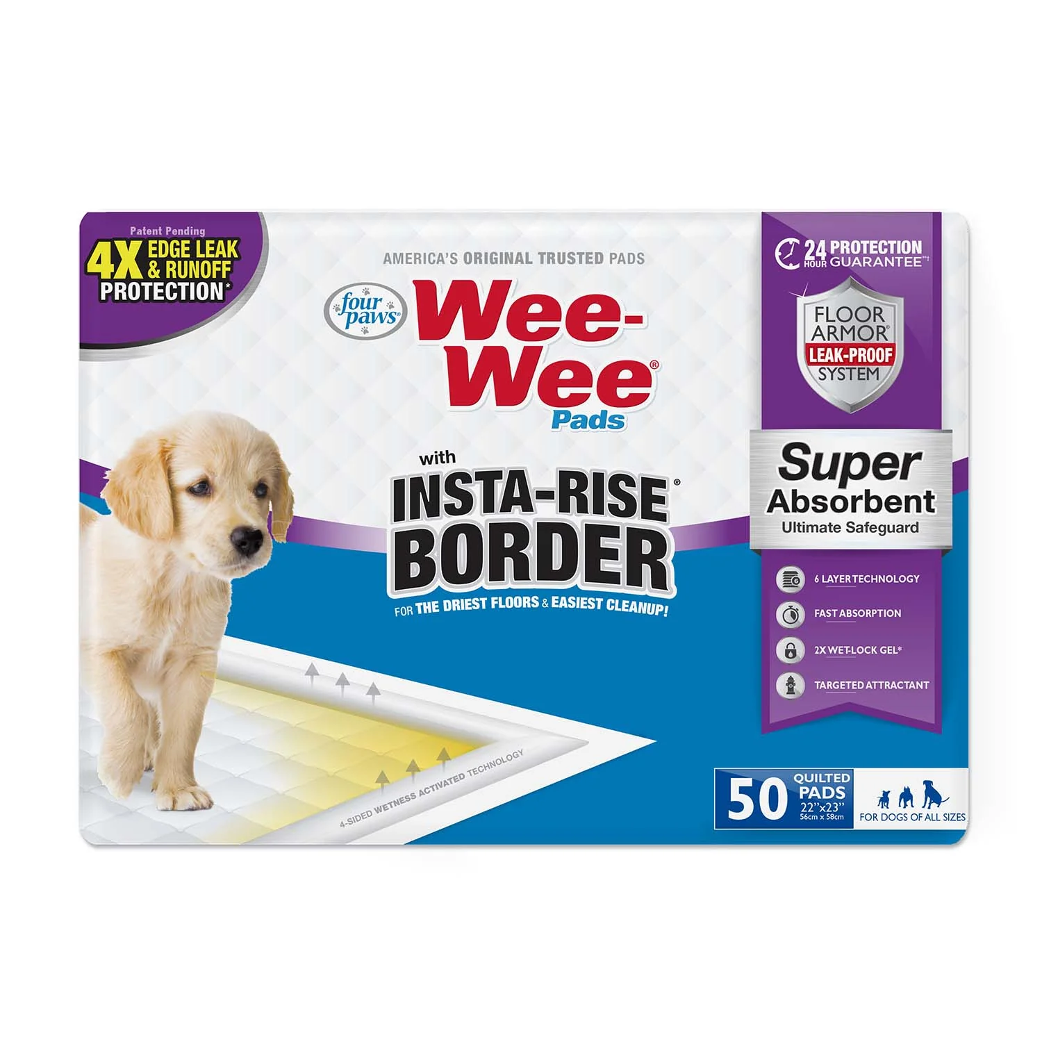Wee-Wee Super Absorbent Dog Pee Pads with Insta-Rise Border - Healthber