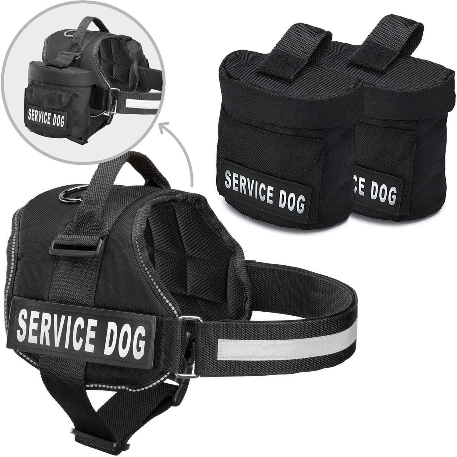 Industrial Puppy Service Dog Vest with Hook and Loop Straps and Detachable Backpacks Harnesses in 7 Sizes from XXS to XXL - Healthber