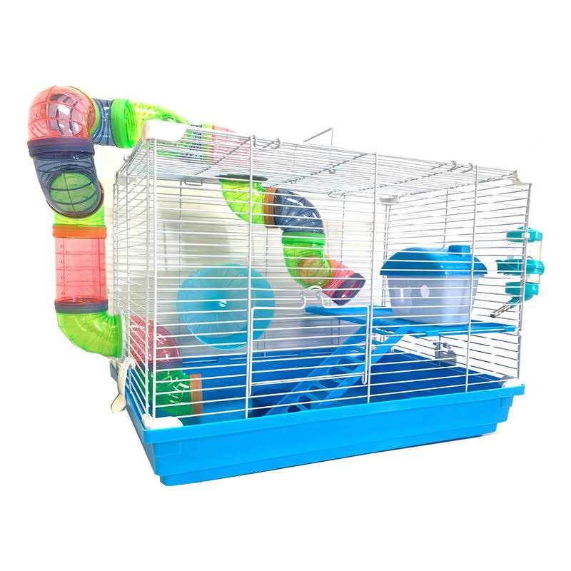New 2 Levels Hamster Habitat Rodent Gerbil Mouse Mice Rats Animal Cage (Blue) - Healthber