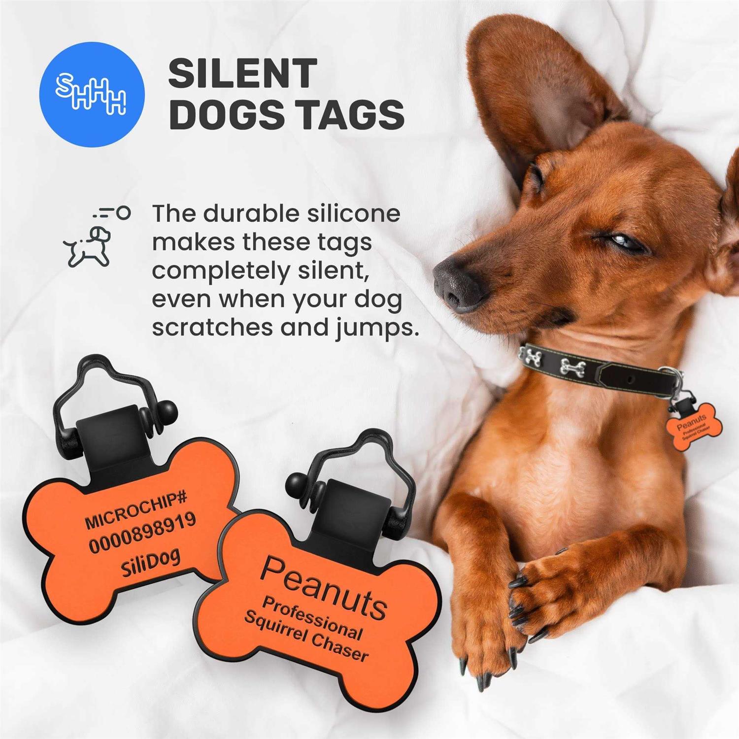 SiliDog The Silent Dog Tag Personalized Silicone and Cat ID - Healthber