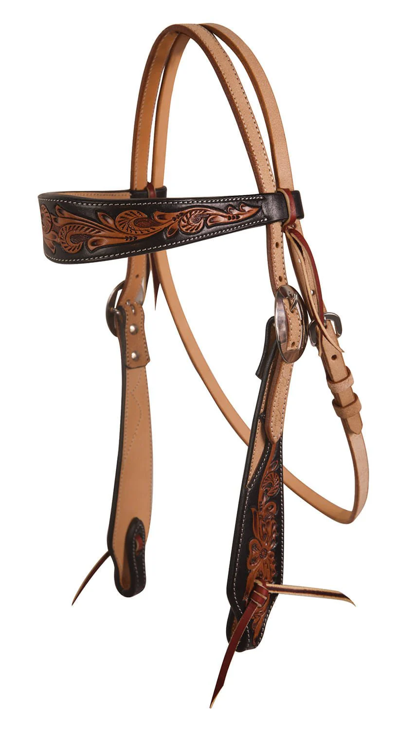 Professional's Choice Black Floral Roughout Browband Headstall - Healthber