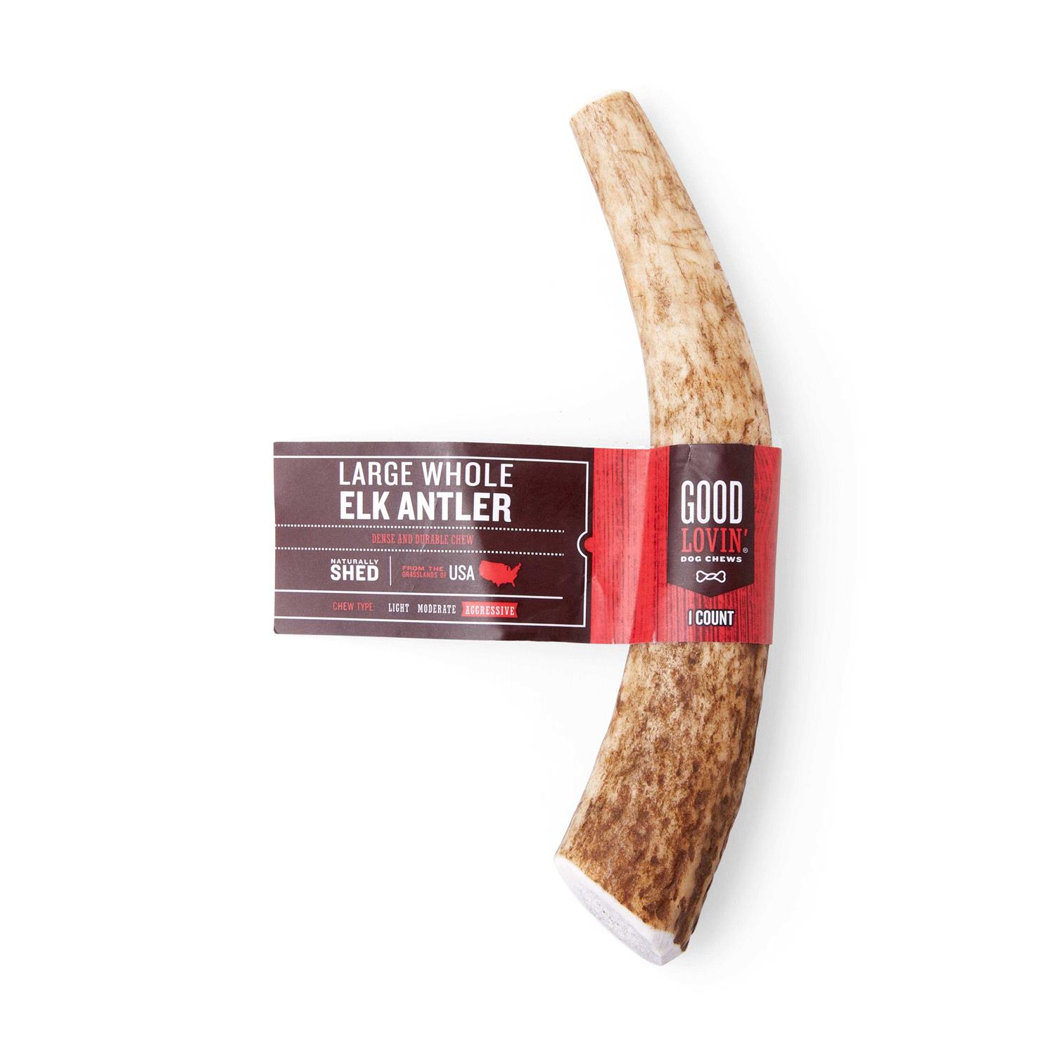 Good Lovin’ Naturally Shed Large Whole Elk Antler Dog Chew - Healthber