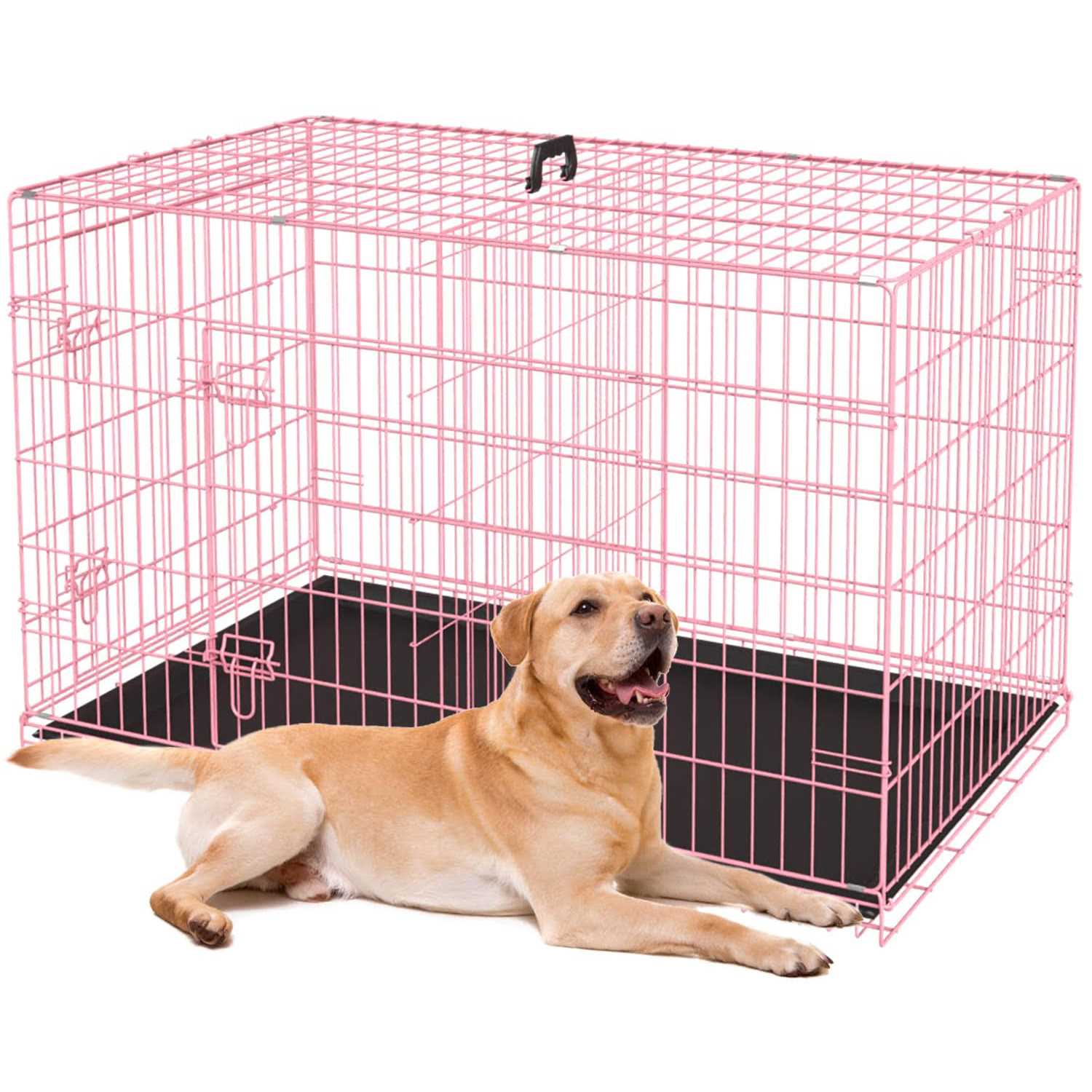 bestpet 24,30,36,42,48 Inch Dog Crates for Large Dogs Folding Mental Wire Crates Dog Kennels Outdoor and Indoor Pet Dog Cage Crate with Double-Door - Healthber