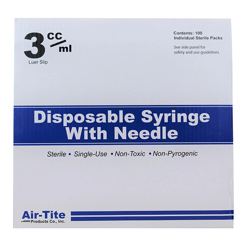 Air-Tite Luer Slip Syringes with Needles, 100 Count - Healthber