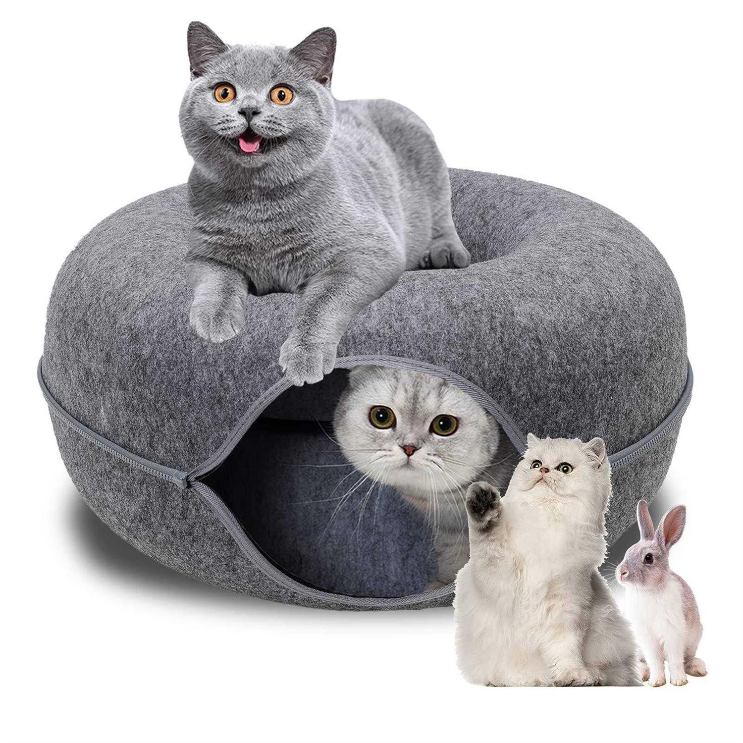 Cat Tunnel Bed, Cat Tunnel, Jia Xi Indoor Cat Hideout, Indoor Cat Tunnel for Cats, Large Indoor Cat Condo and Cat Cave - Healthber