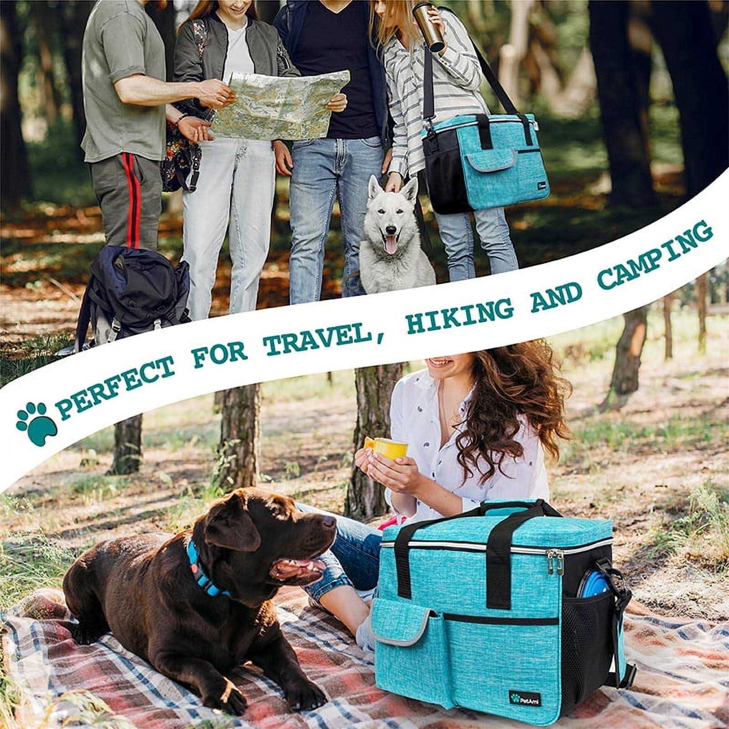 PetAmi Dog Travel Bag, Travel Pet Bag Organizer, Dog Food Travel Bag with Food container and Bowls - Healthber