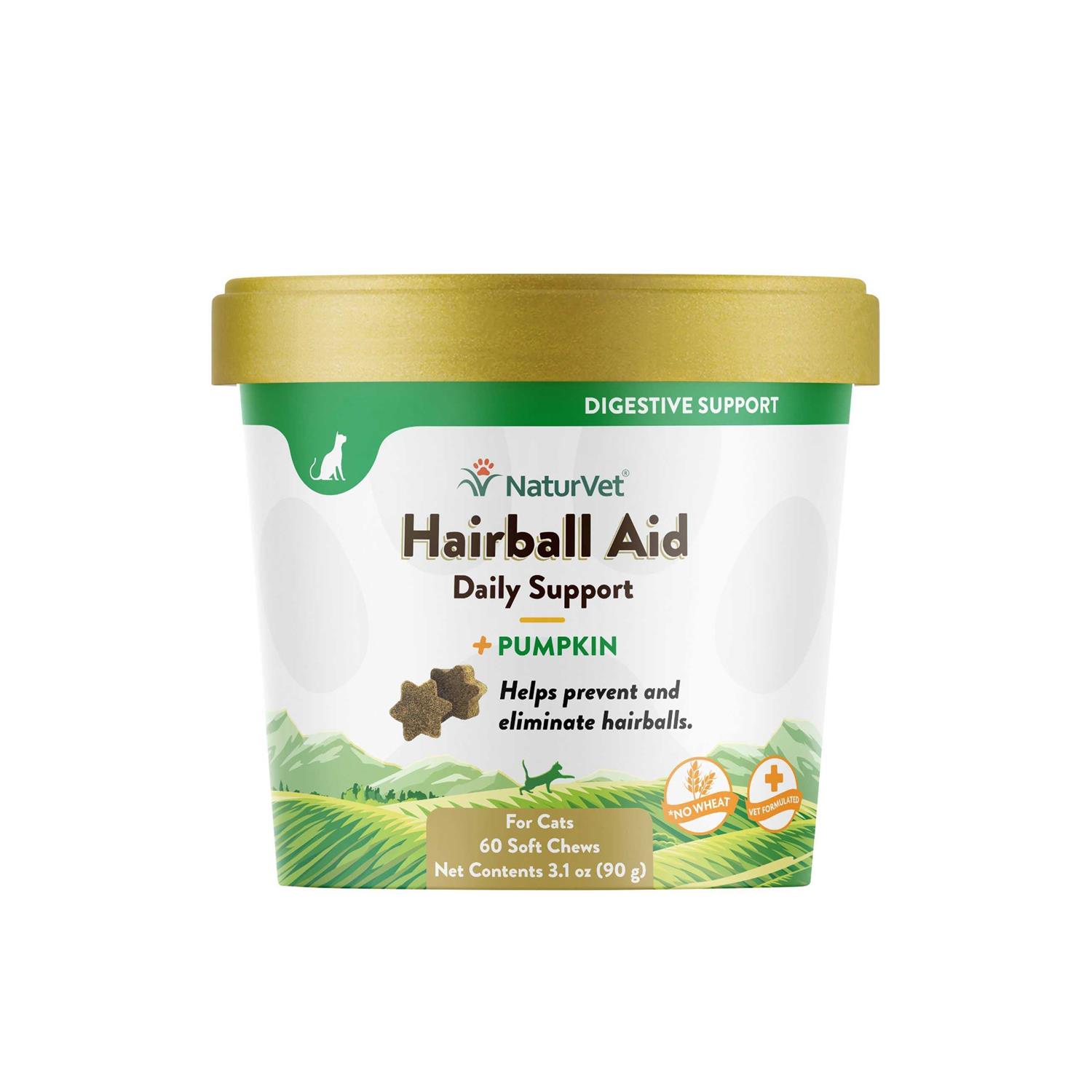 NaturVet Hairball Aid Plus Pumpkin Soft Chews Cat Supplement - Healthber