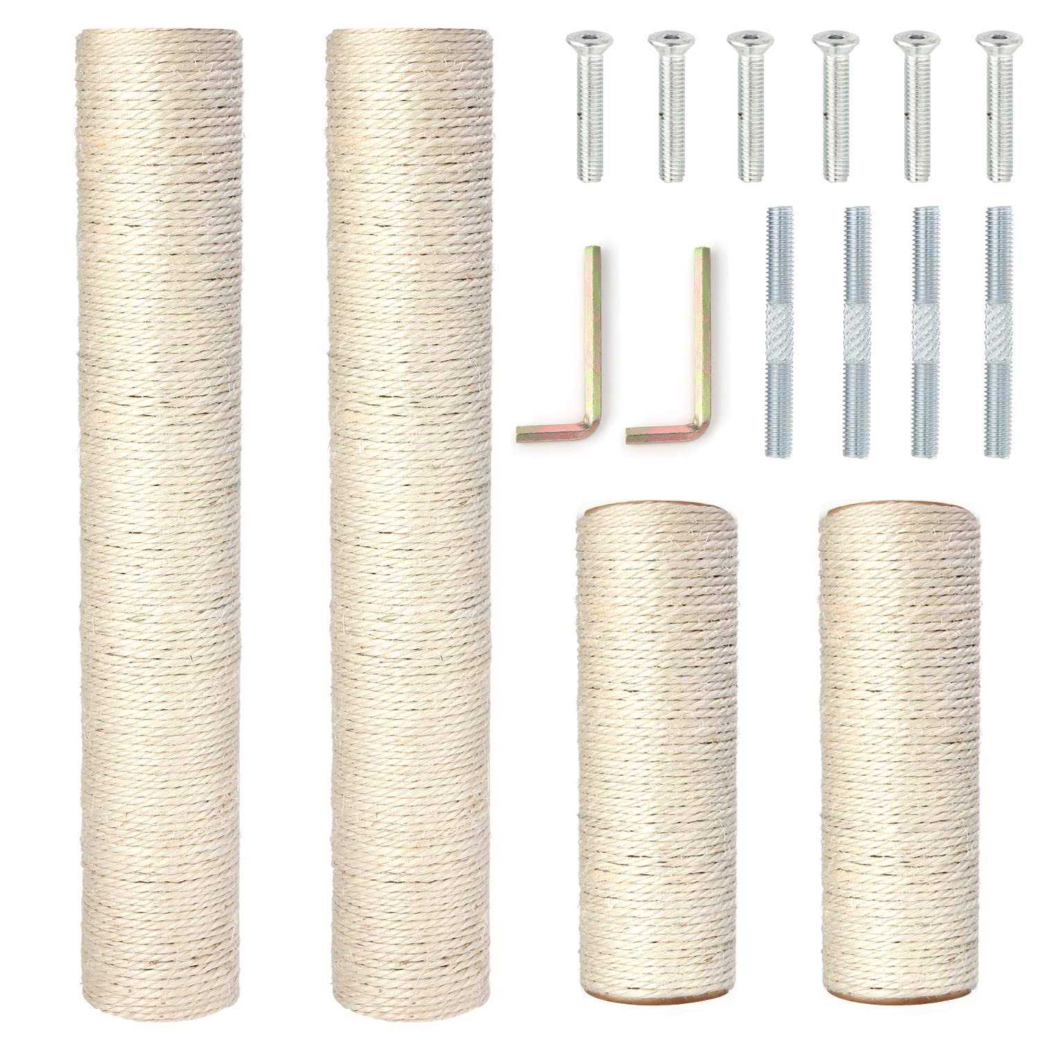 Barelove 4 Pack Cat Scratching Post Replacement 15.7“ 7.9 Natural Sisal Rope Scratcher Posts Refill for Indoor Kittens Tower - Healthber