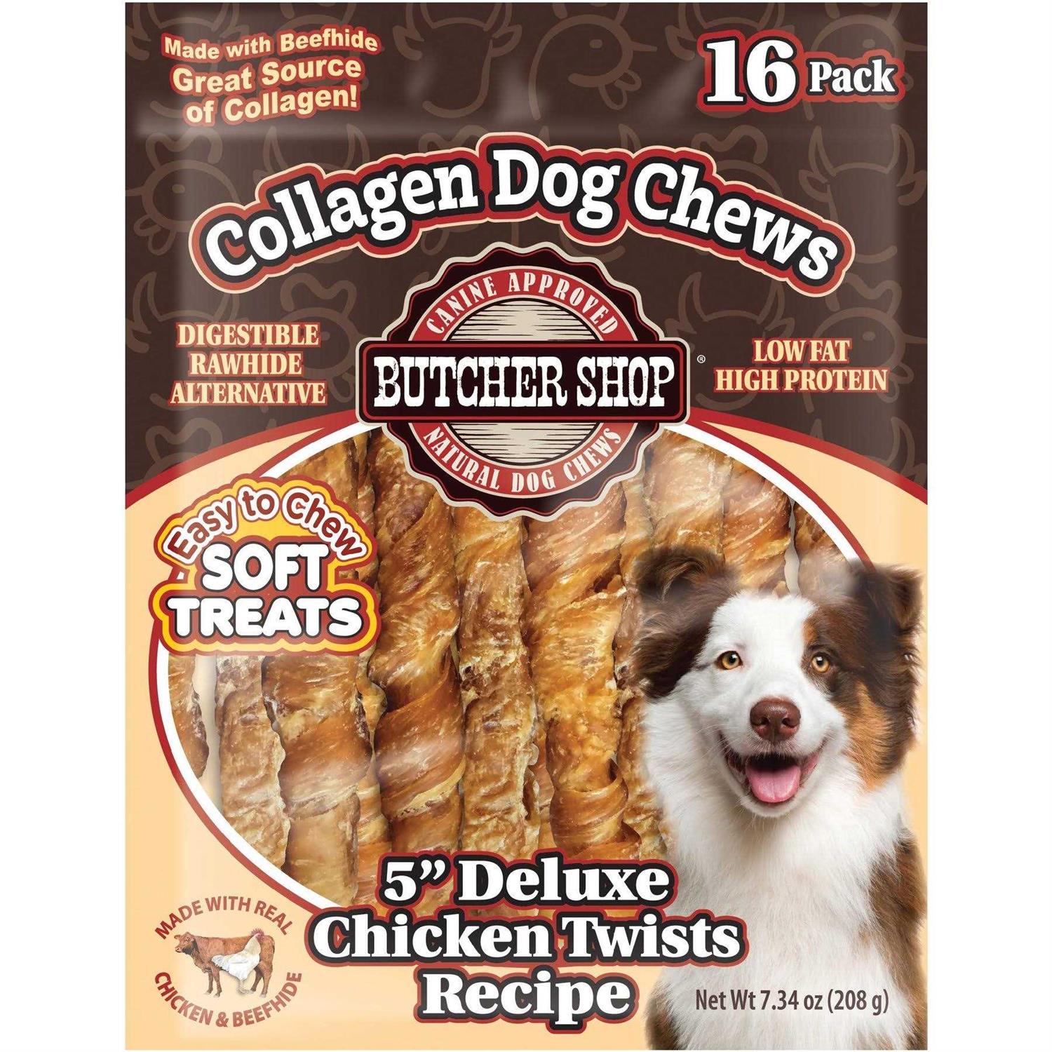 Butcher Shop Deluxe Chicken Twists Collagen Dog Chews - Healthber