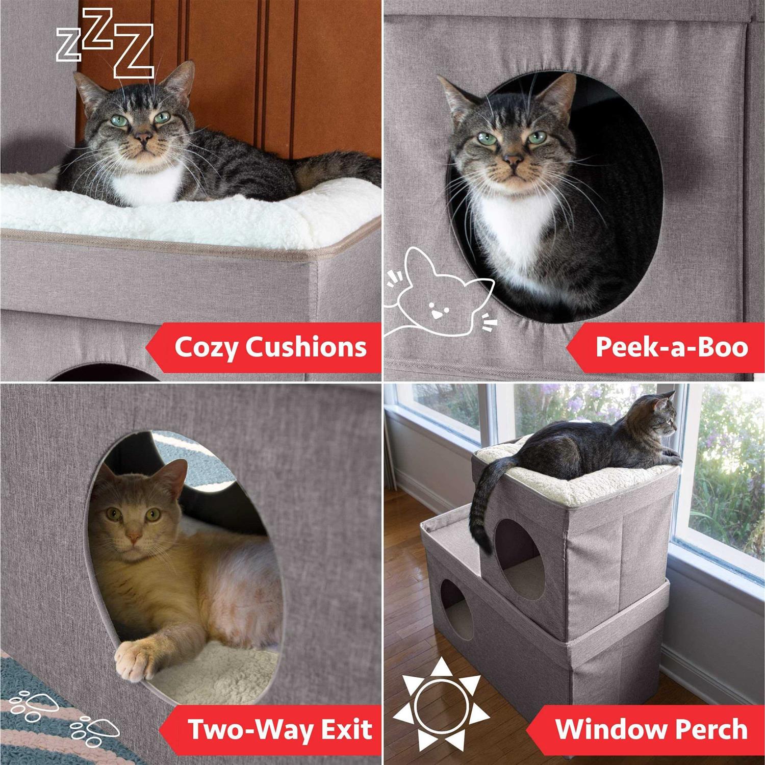 Kitty City Large Stackable Cat Condo - Healthber