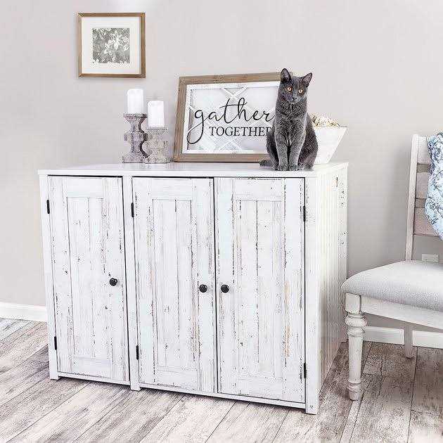 Whisker Litter-Robot Cat Litter Box Credenza Cat Cabinet - Healthber