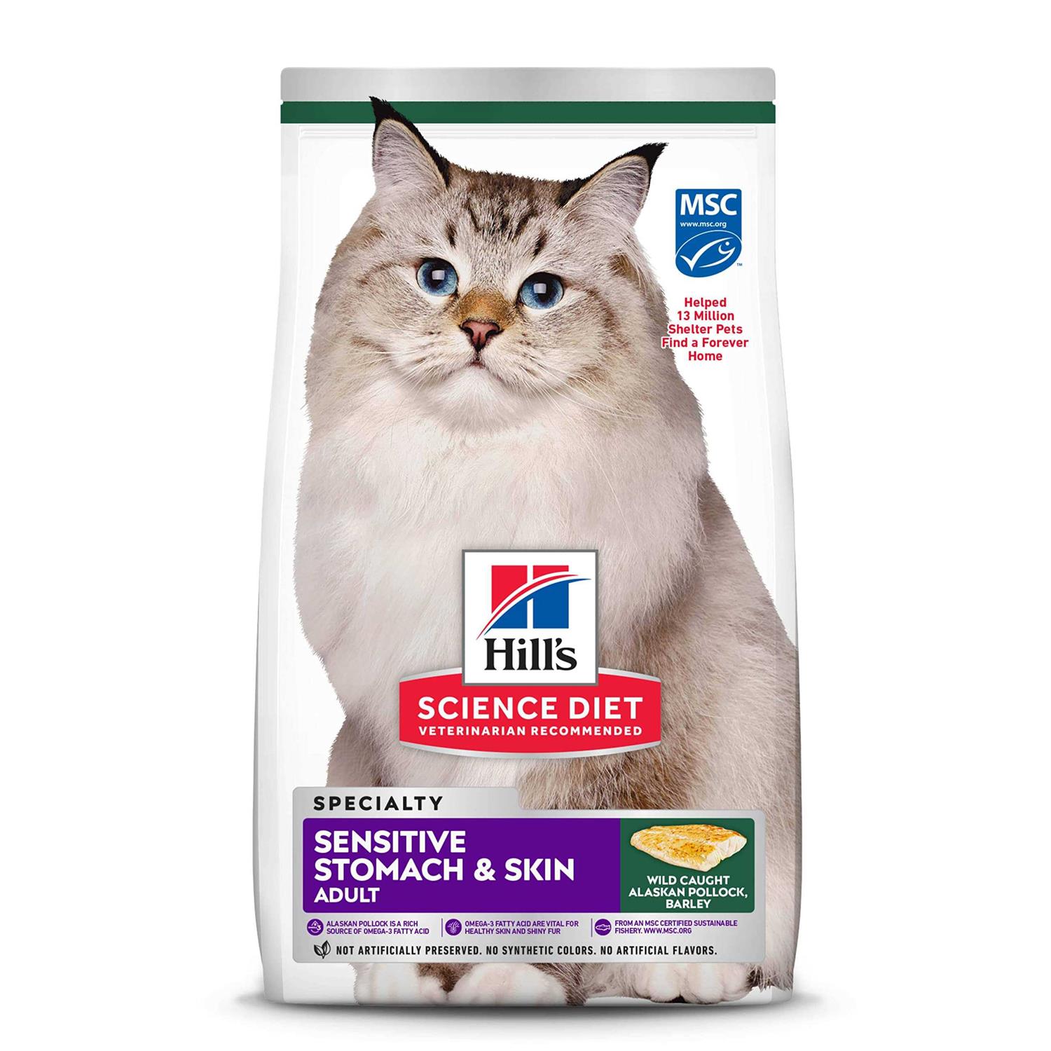 Hill’s Science Diet Adult Sensitive Stomach & Skin Pollock Meal & Barley Recipe Dry Cat Food - Healthber