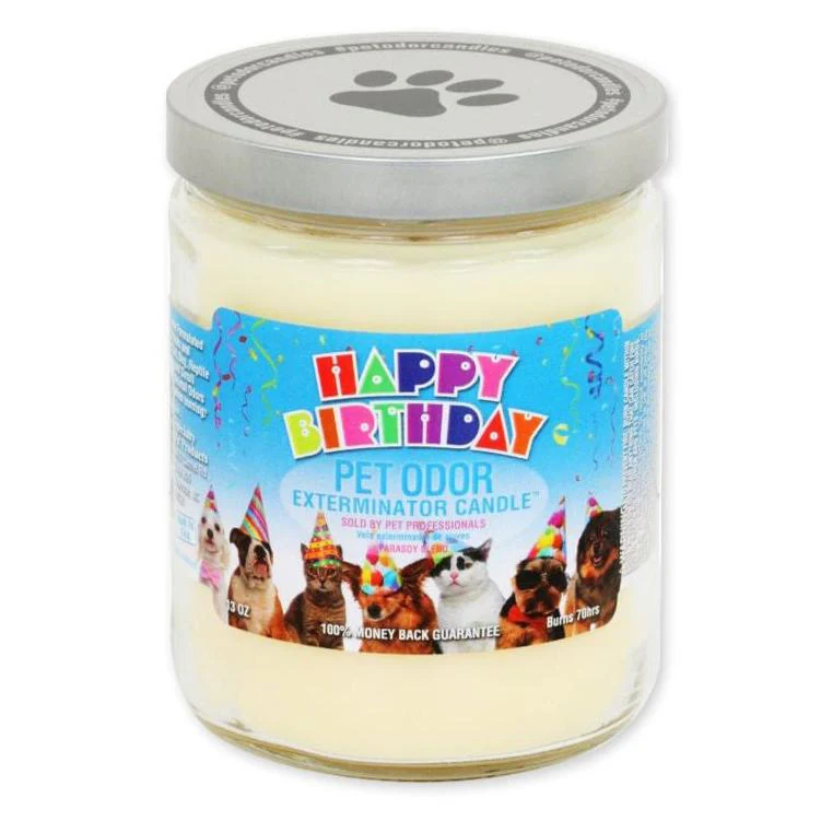 Pet Odor Exterminator Candle, Happy Birthday - Healthber