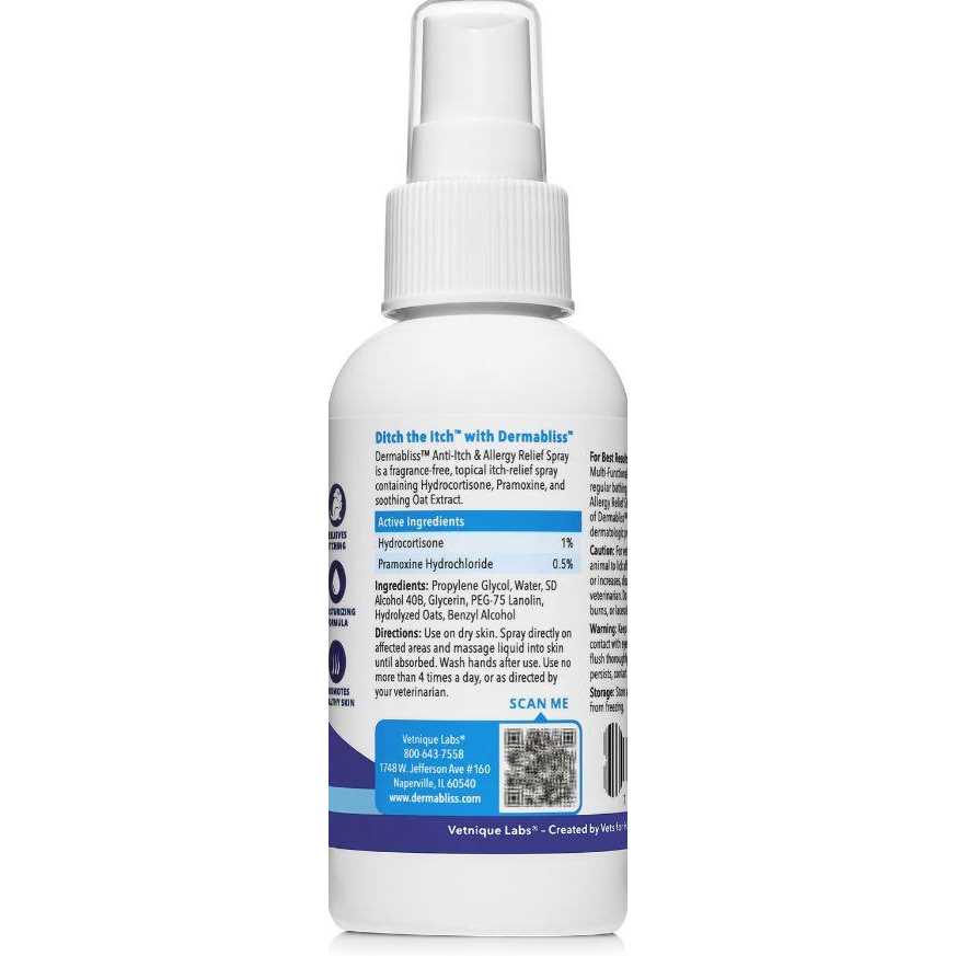 Vetnique Labs Dermabliss Anti-Itch & Allergy Relief Spray for Dogs & Cats - Healthber