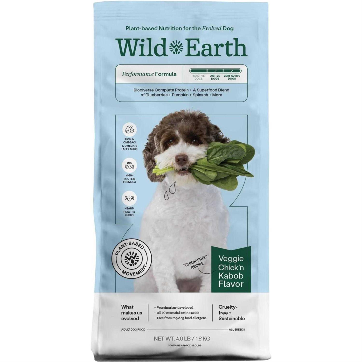 Wild Earth Veggie Chick’n Kabob Flavor Performance Formula Dry Dog Food - Healthber
